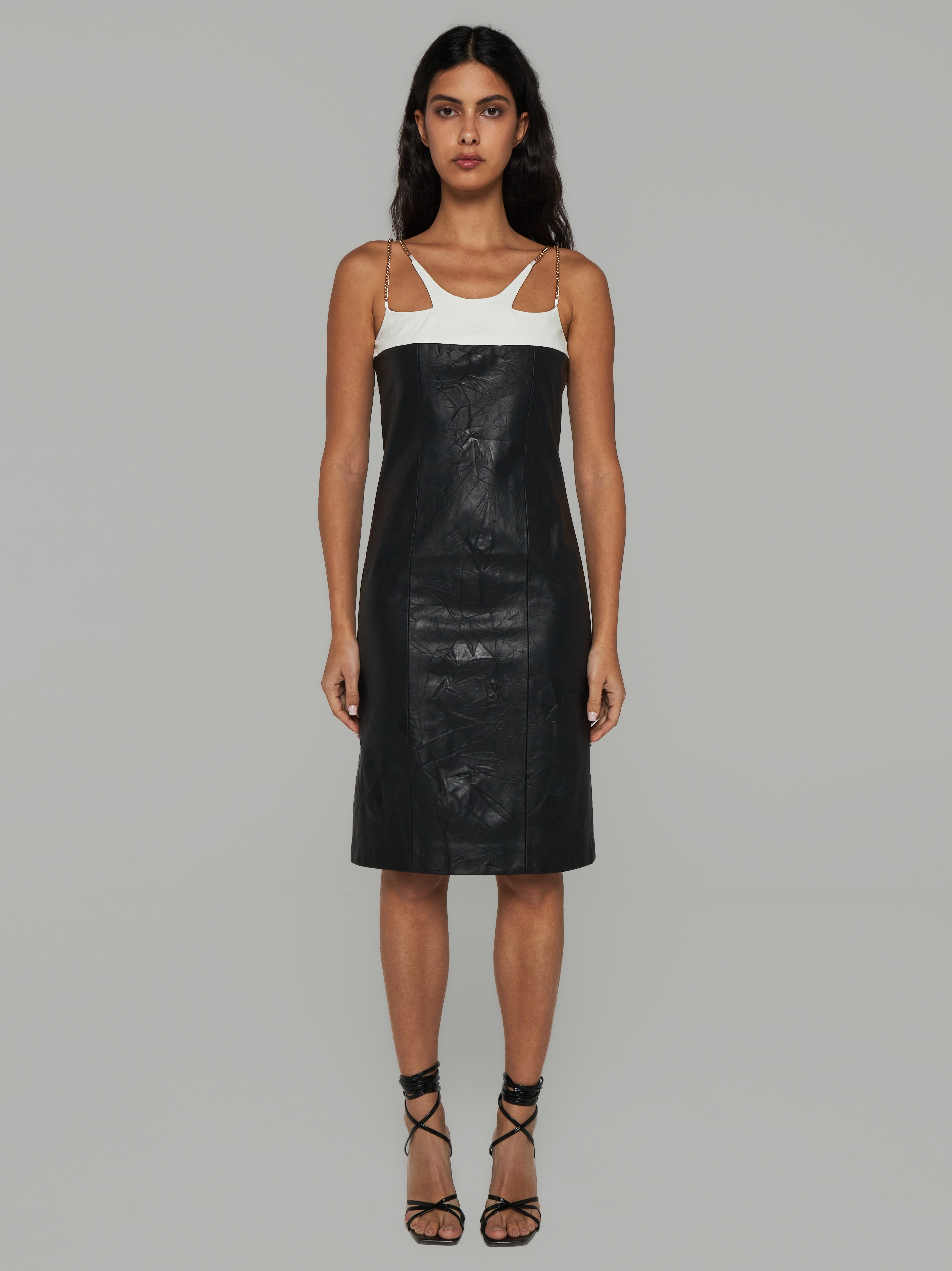 Crumpled nappa dress