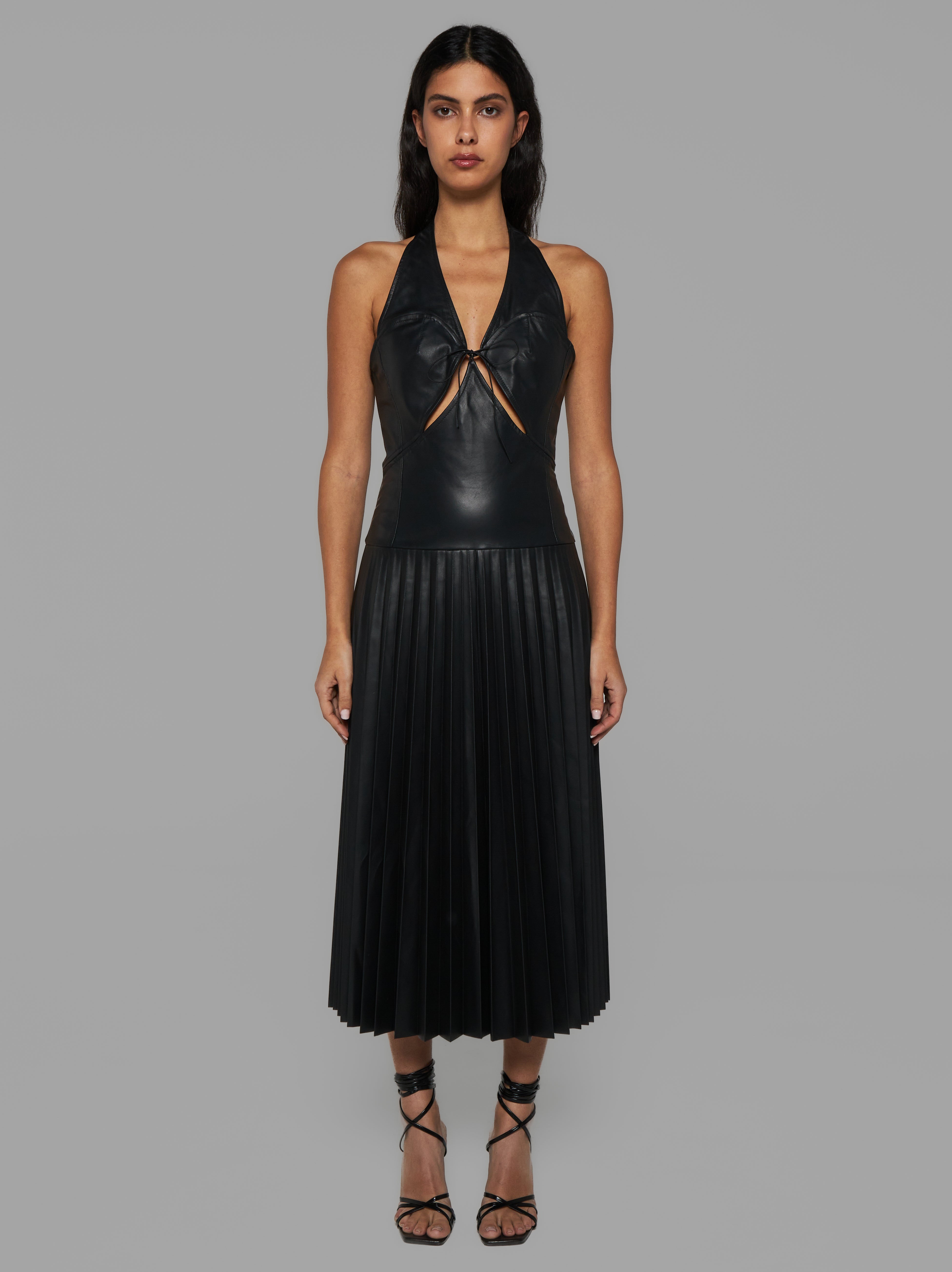 Abito in pelle Plissé Midi
