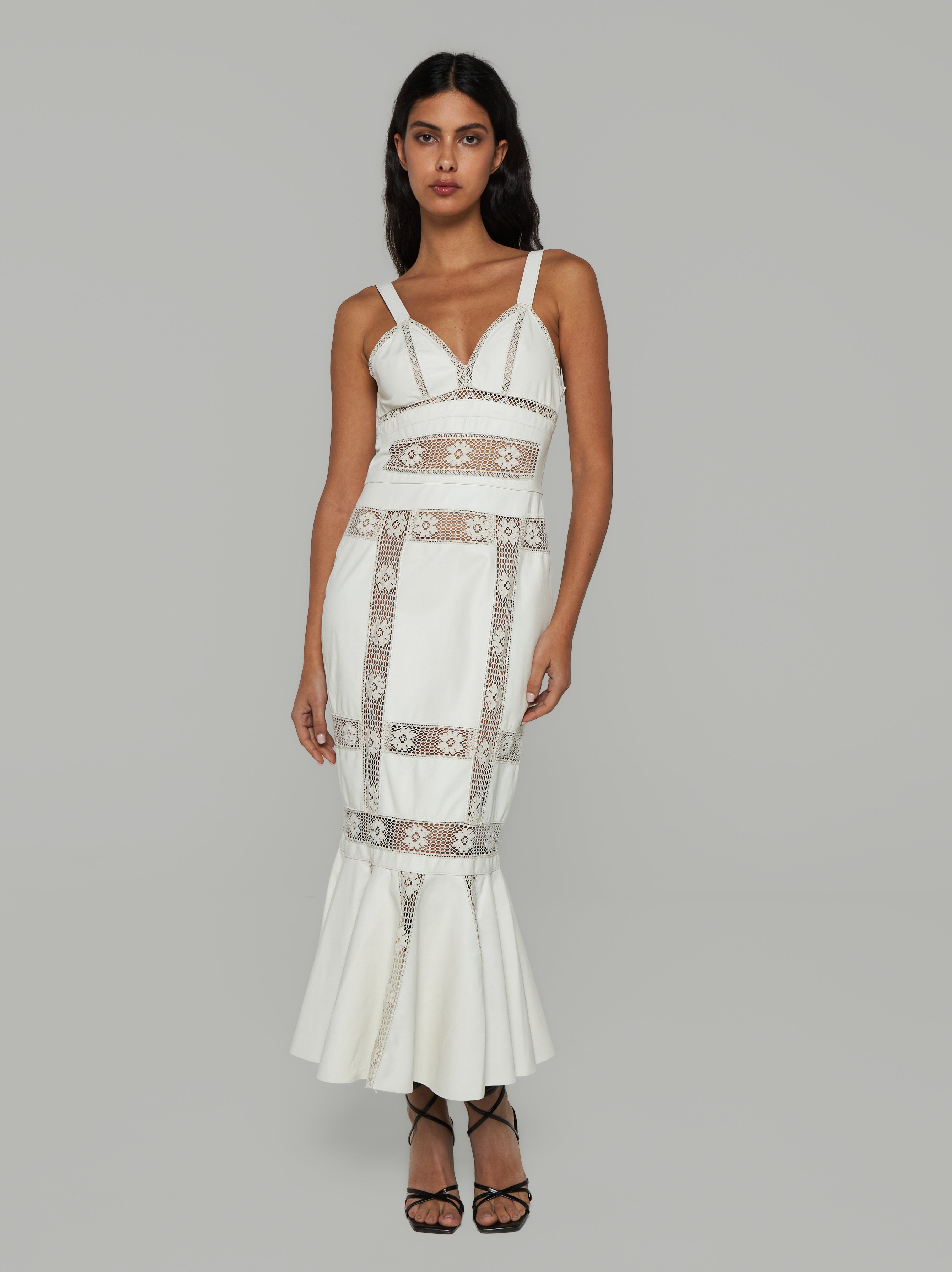 Mermaid leather dress with lace