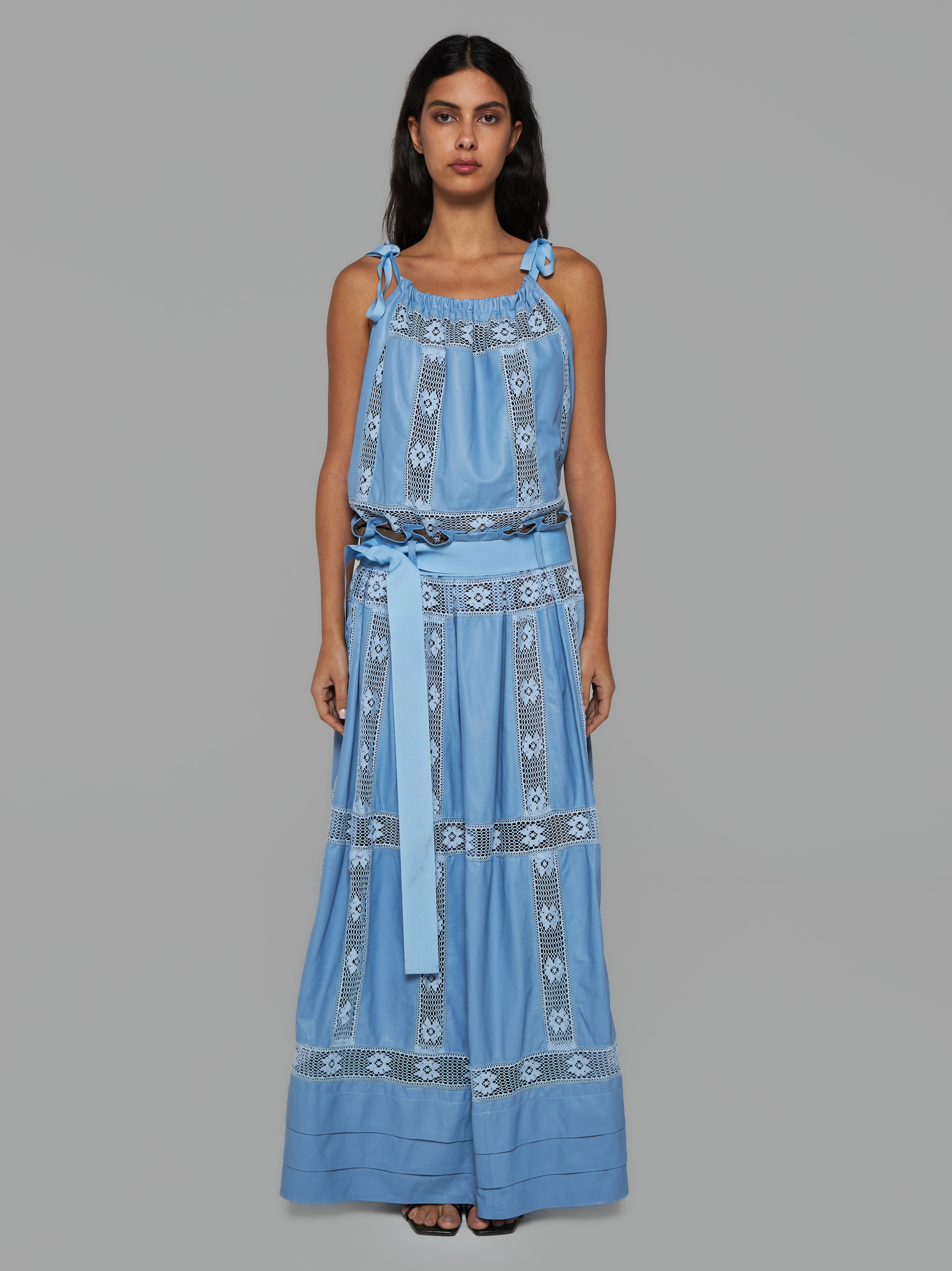 Nappa leather dress with lace