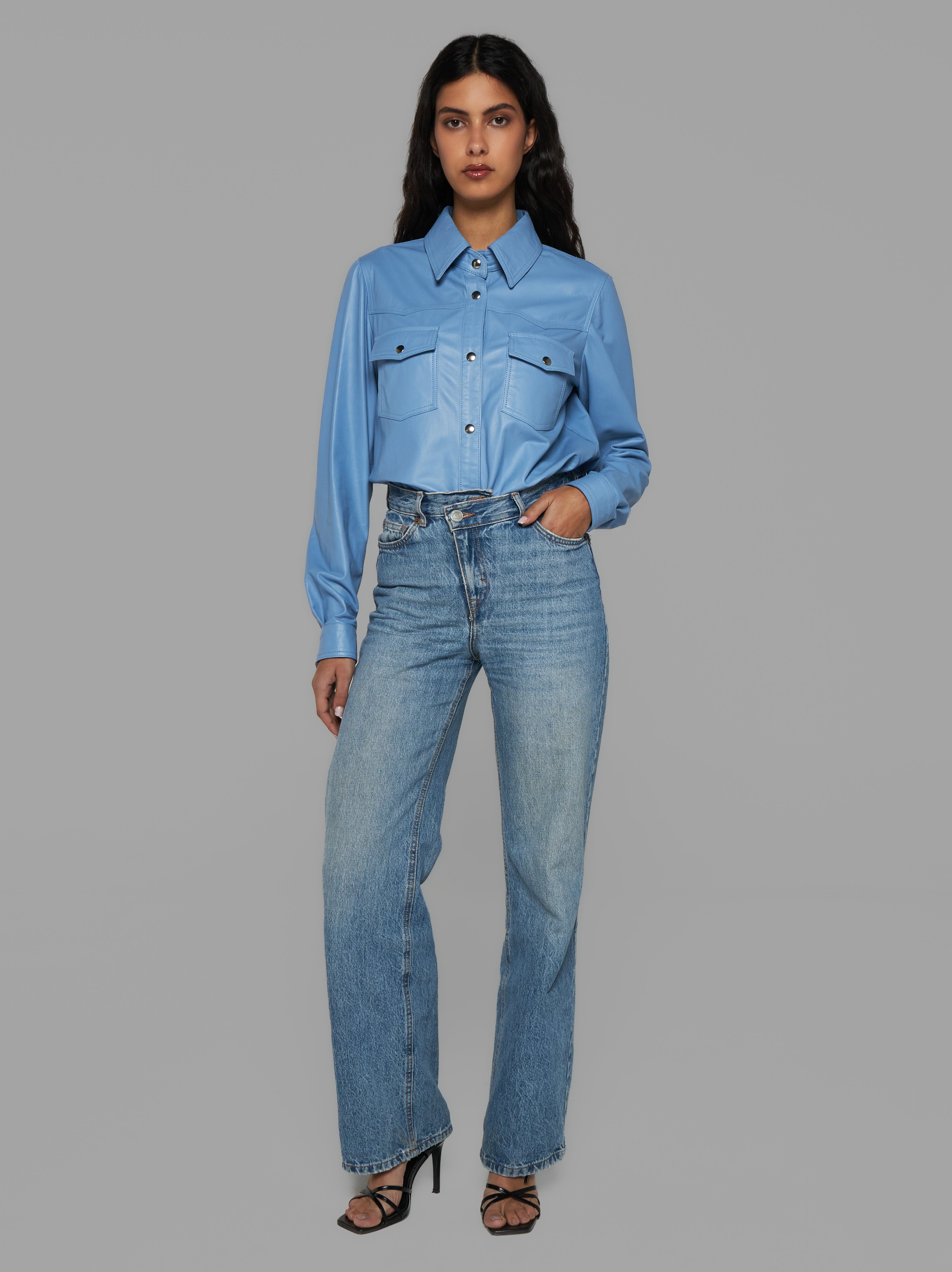 Nappa leather shirt with fringes