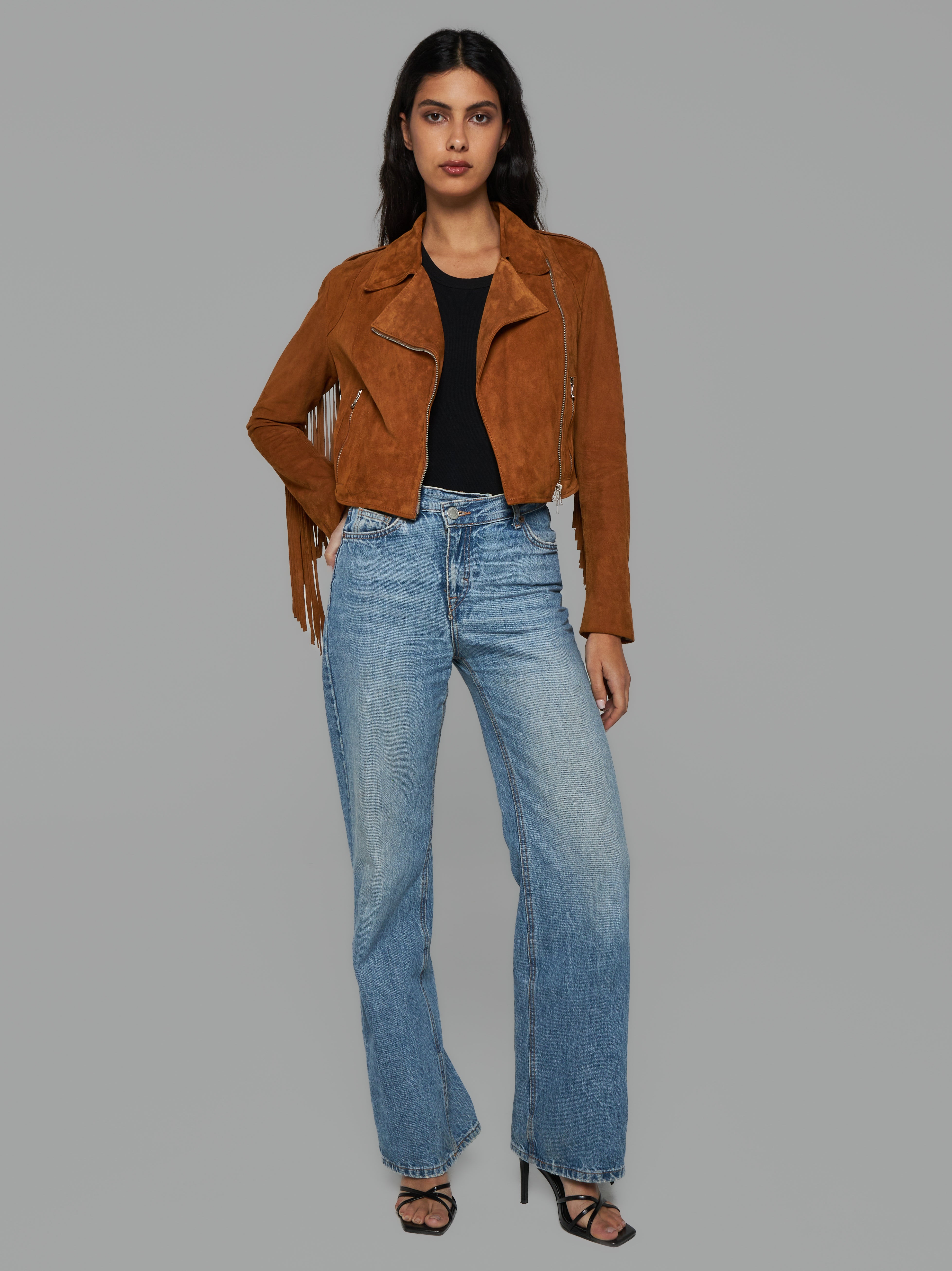 Giubbotto in camoscio con Frange