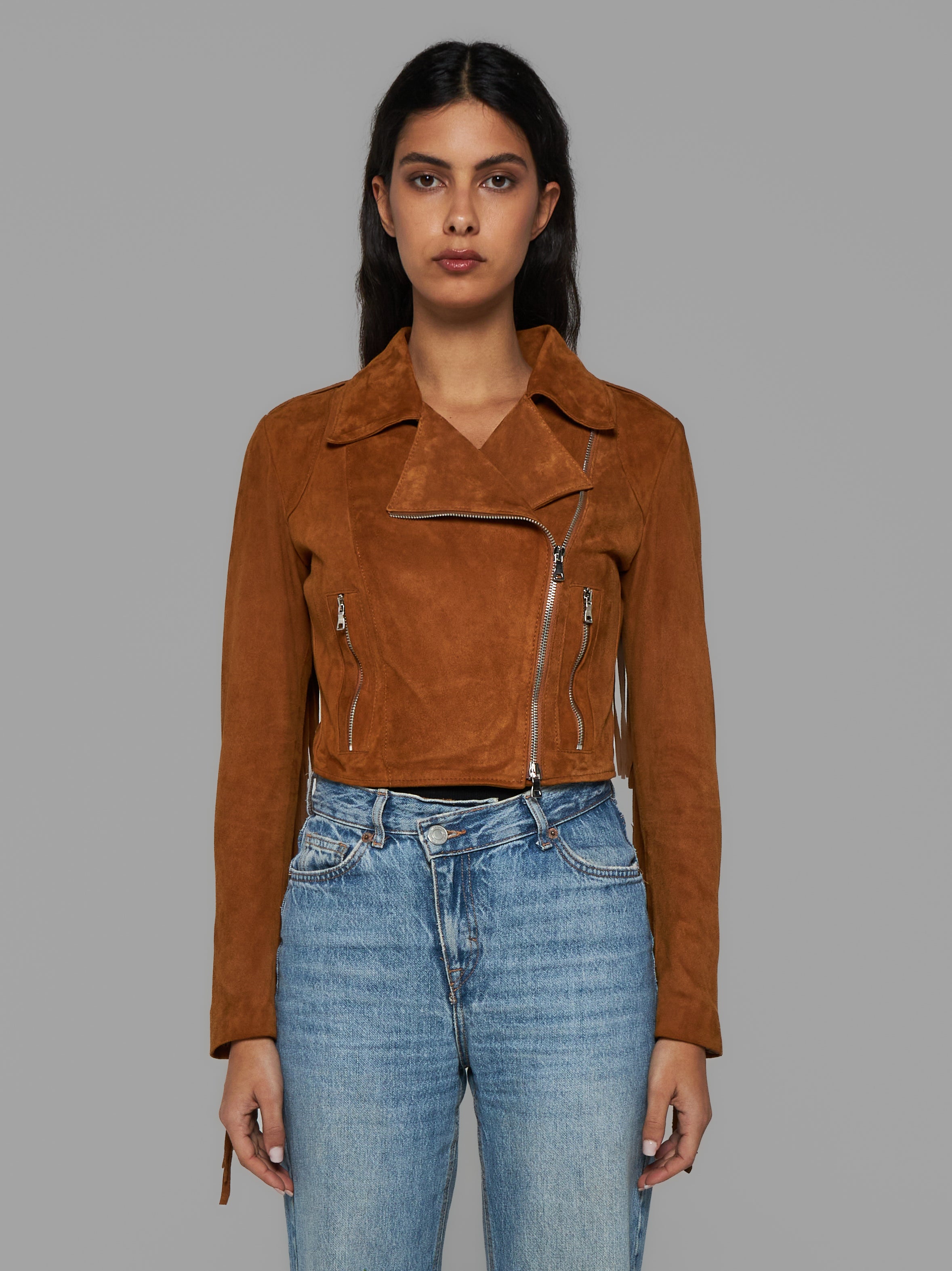 Giubbotto in camoscio con Frange