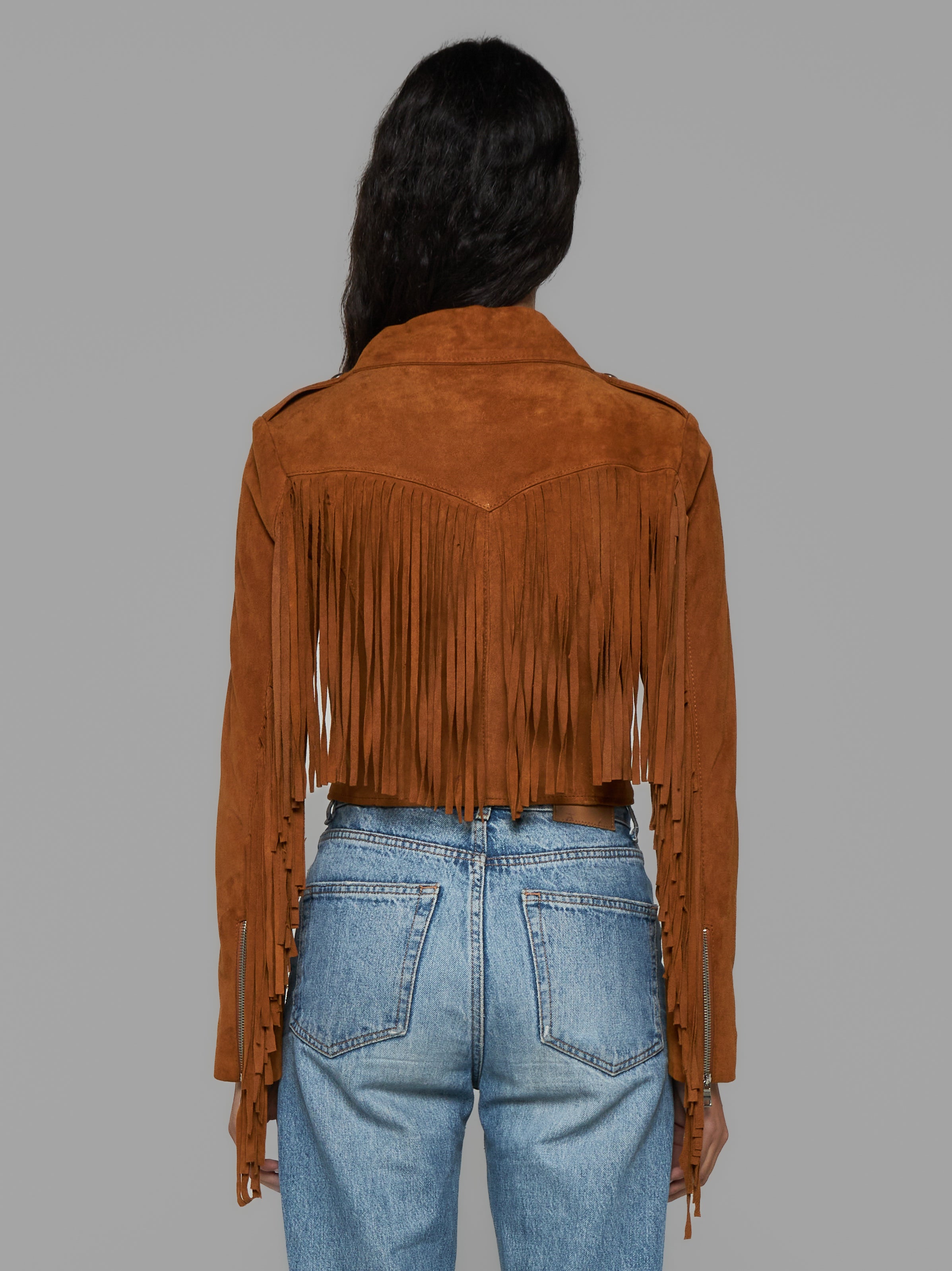 Giubbotto in camoscio con Frange