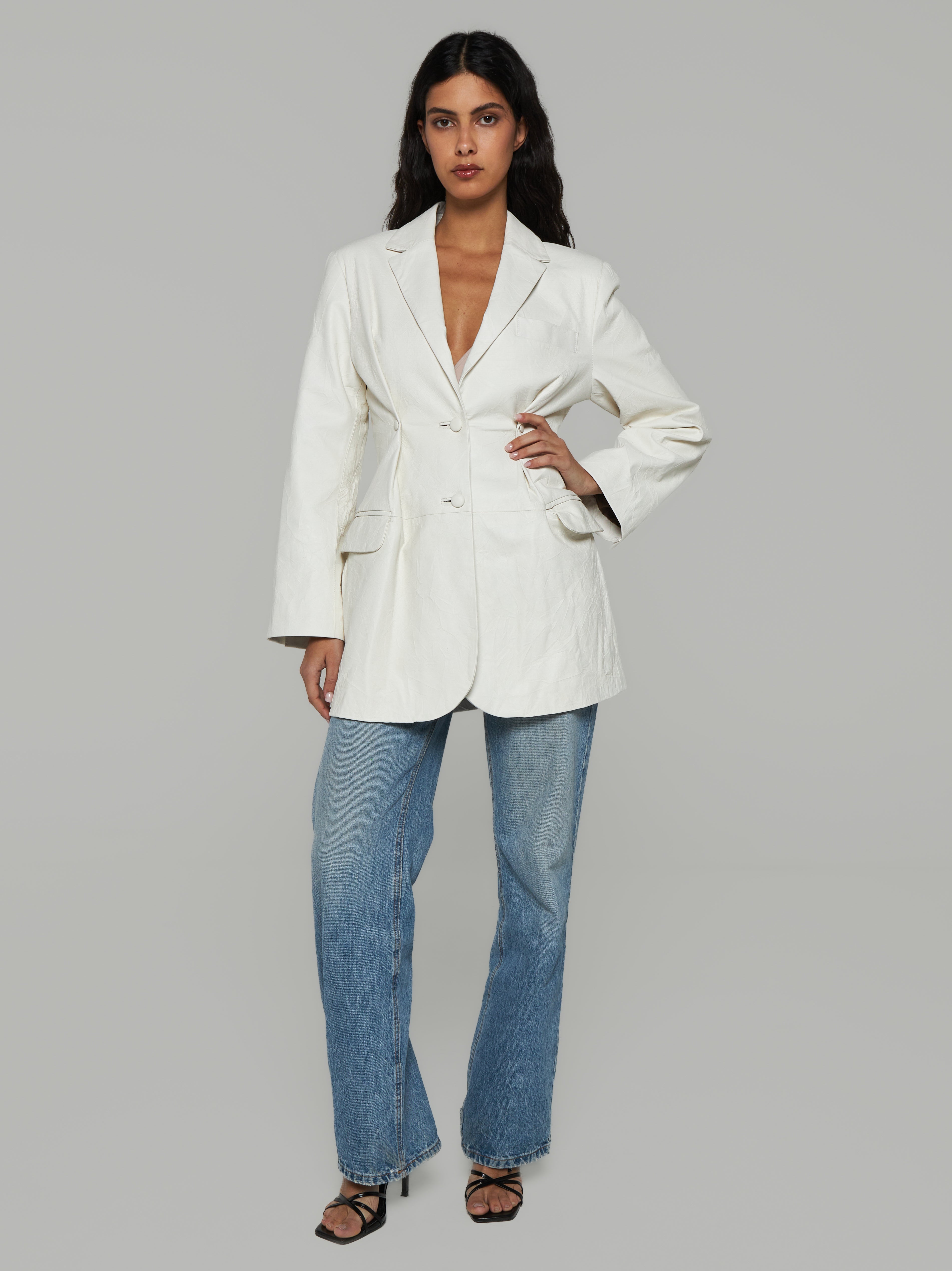 Blazer in crumpled nappa leather