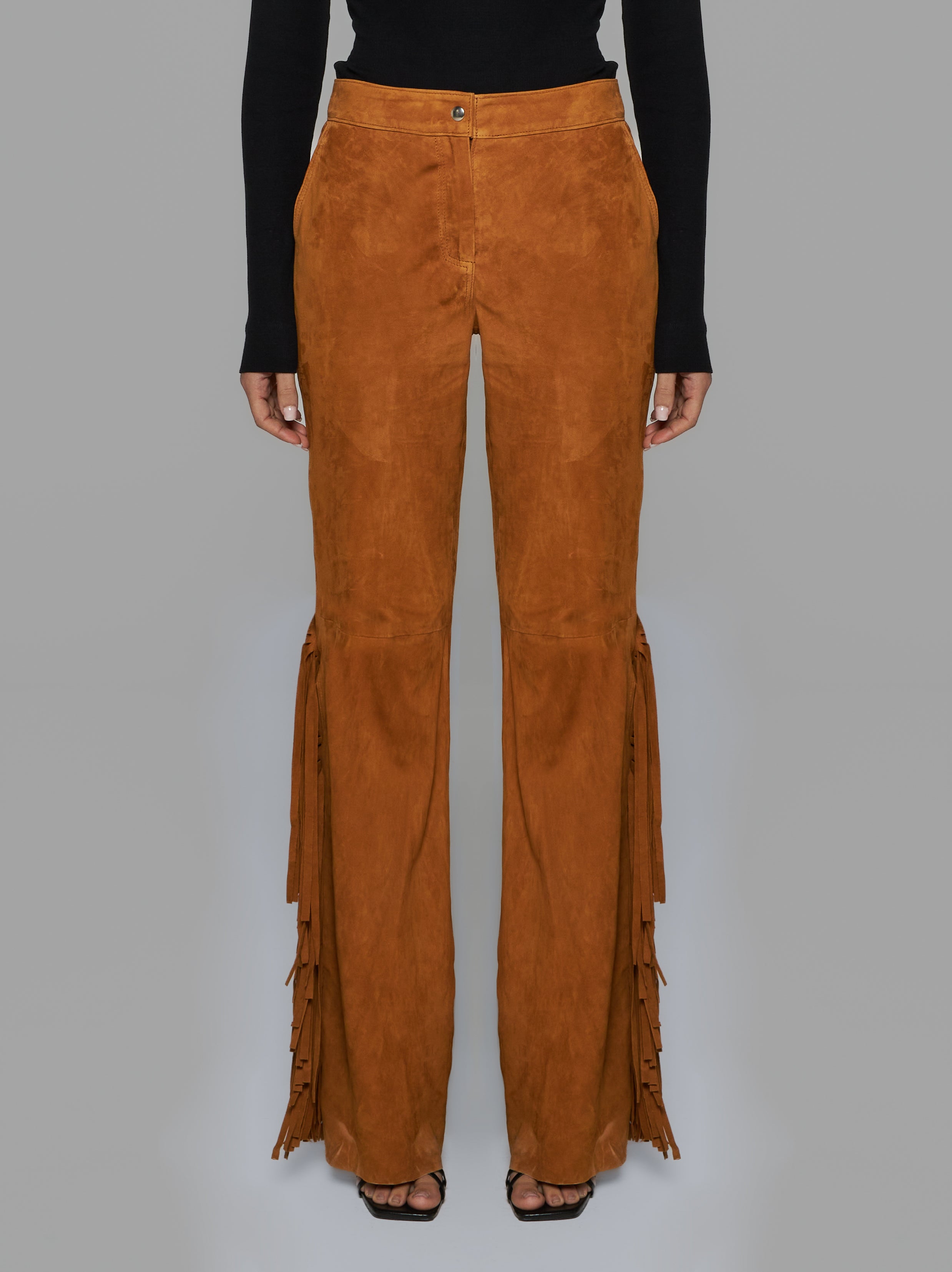 Suede trousers with fringes