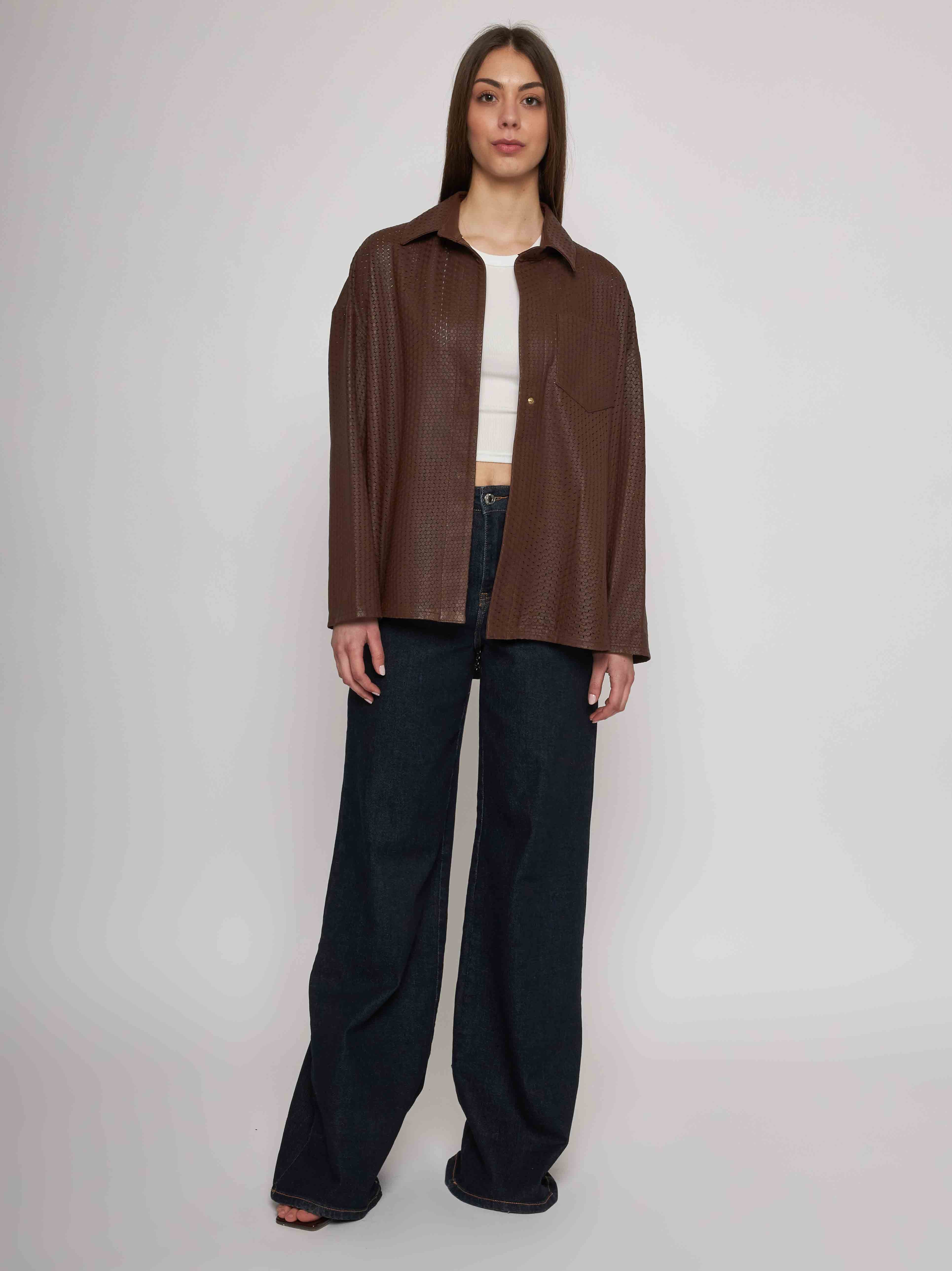 Camicia in nappa all laser-cut 33CM17/10101/12