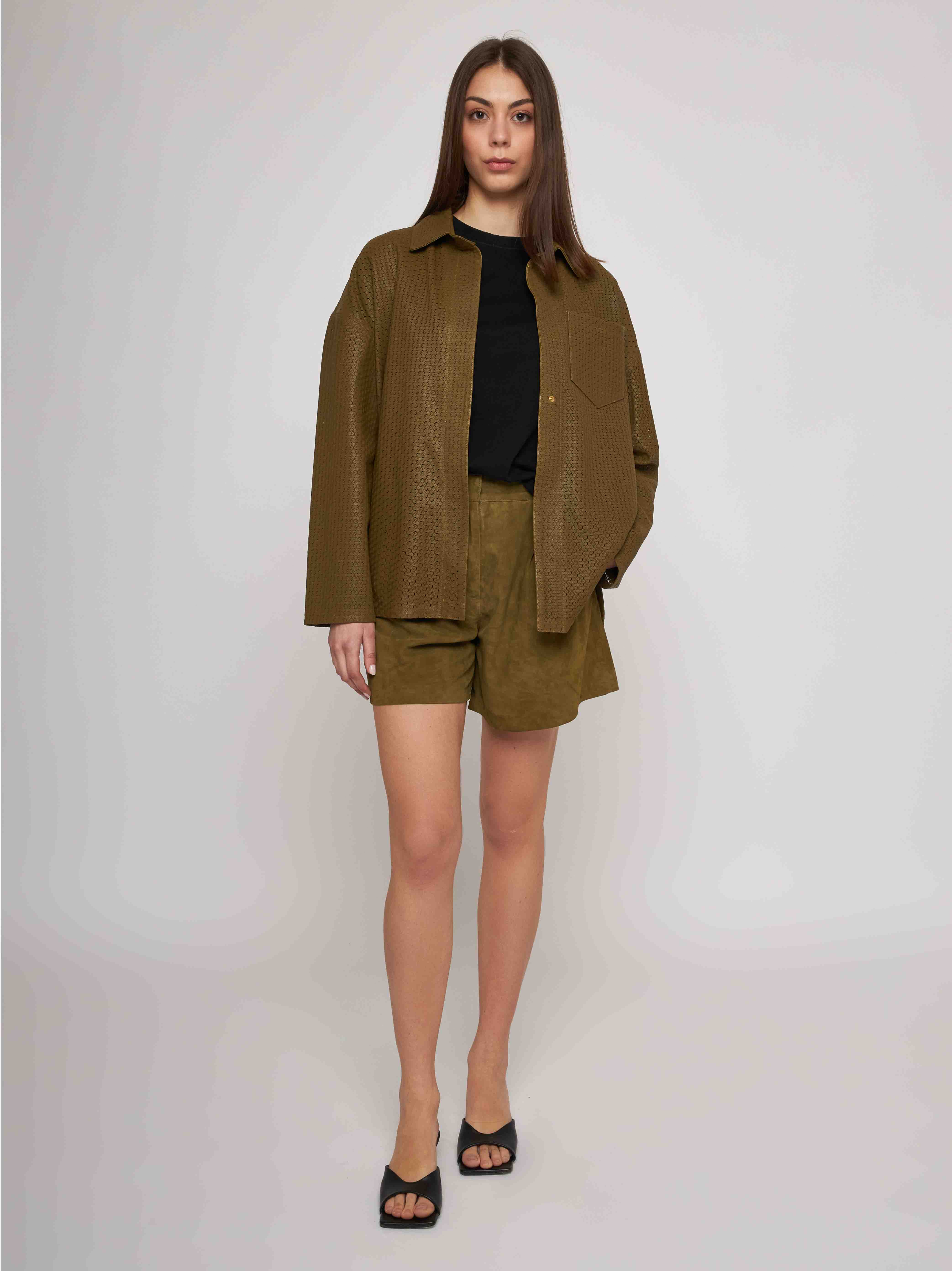 Camicia in nappa all laser-cut 33CM17/10101/12