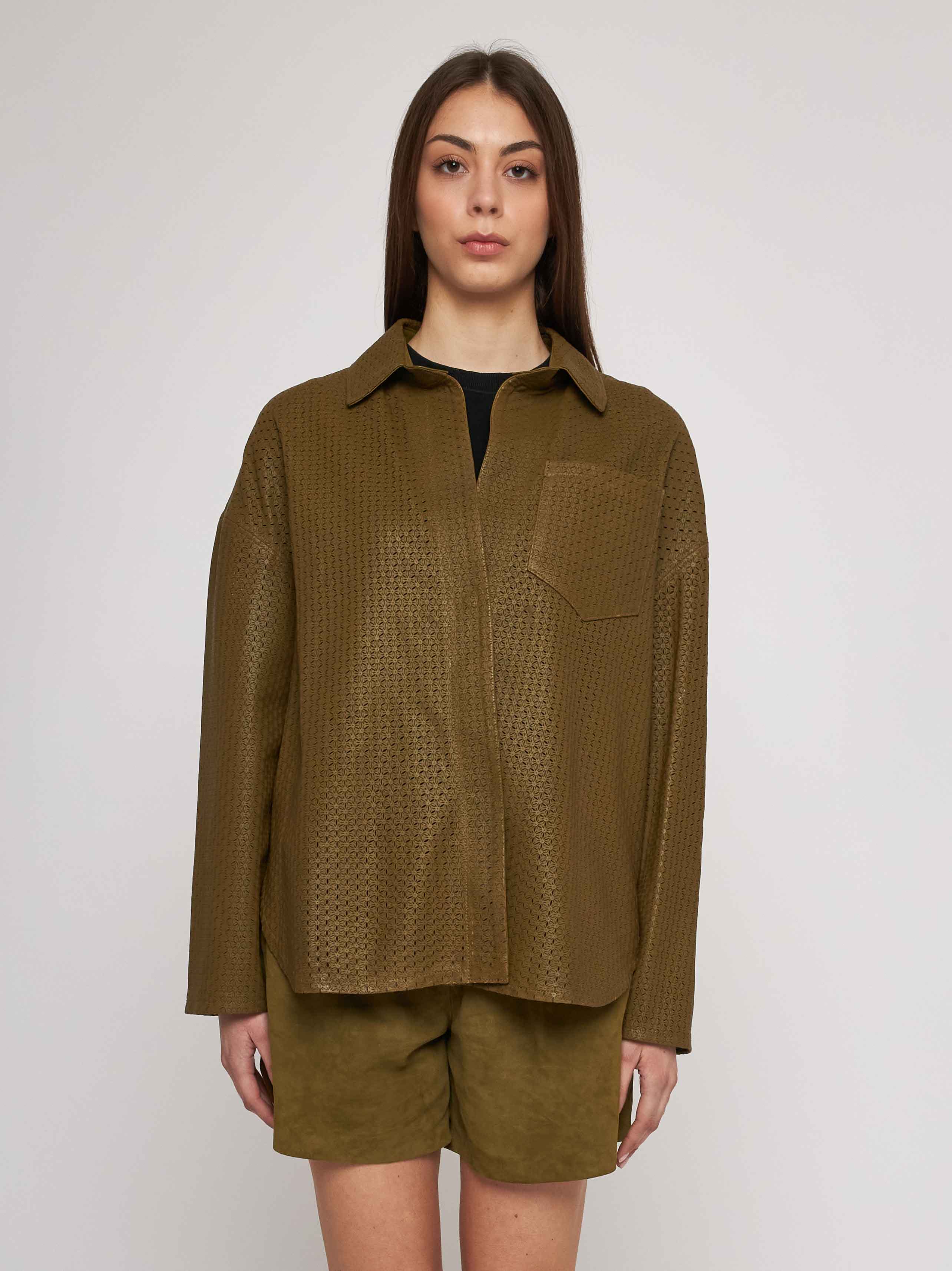 Camicia in nappa all laser-cut 33CM17/10101/12