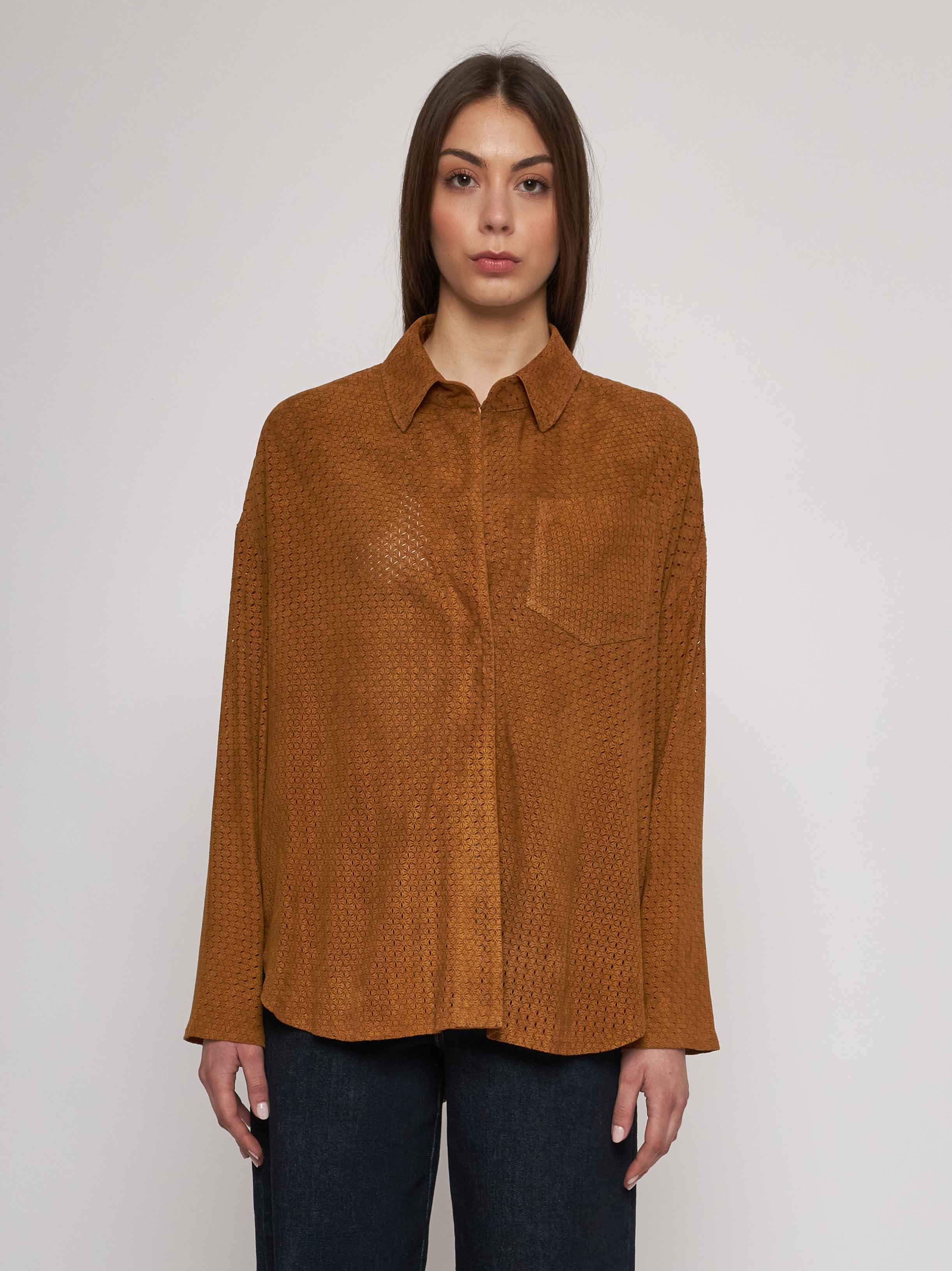 Lasered suede shirt 33CM17-10201/12