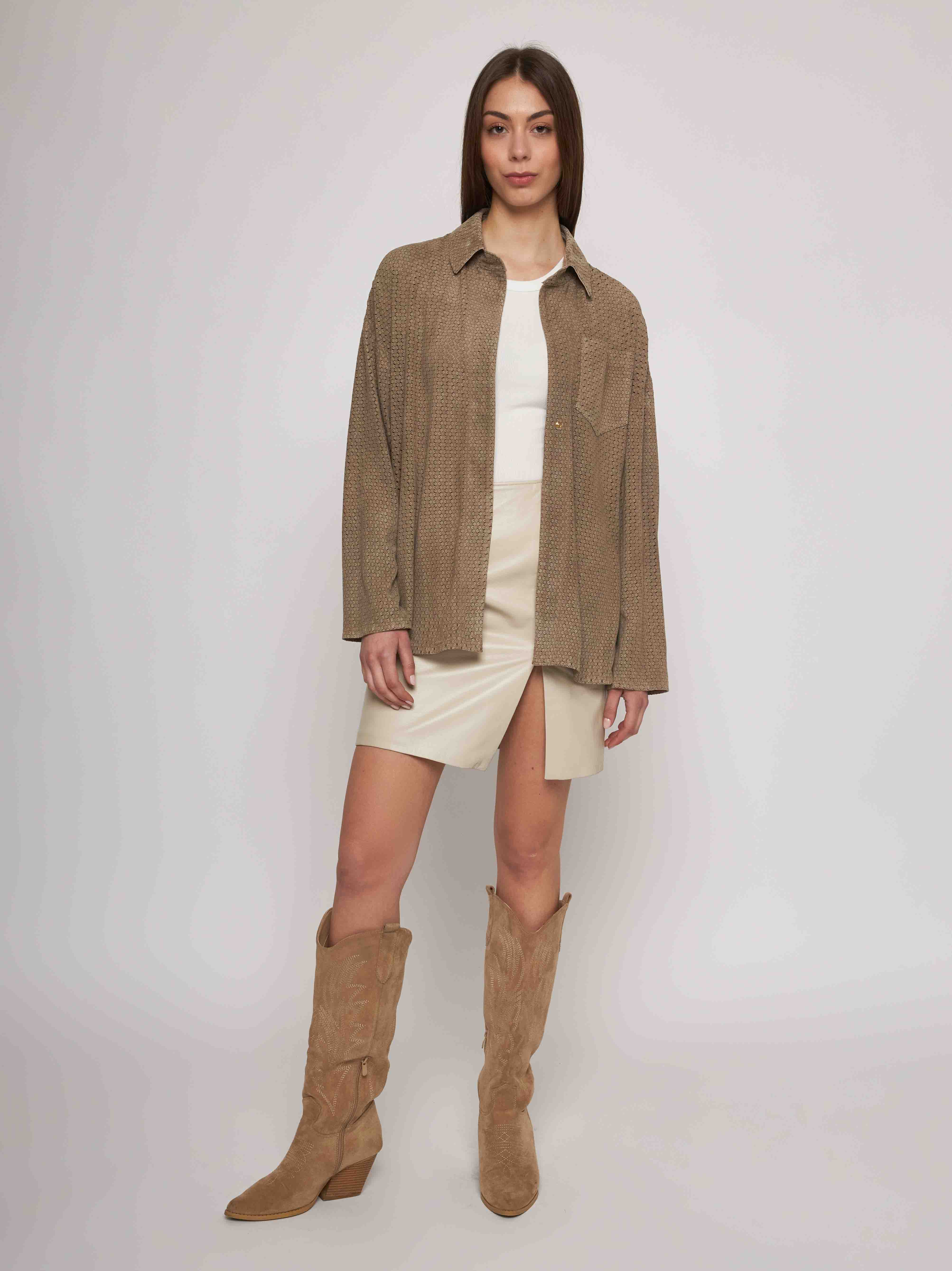 Lasered suede shirt 33CM17-10201/12