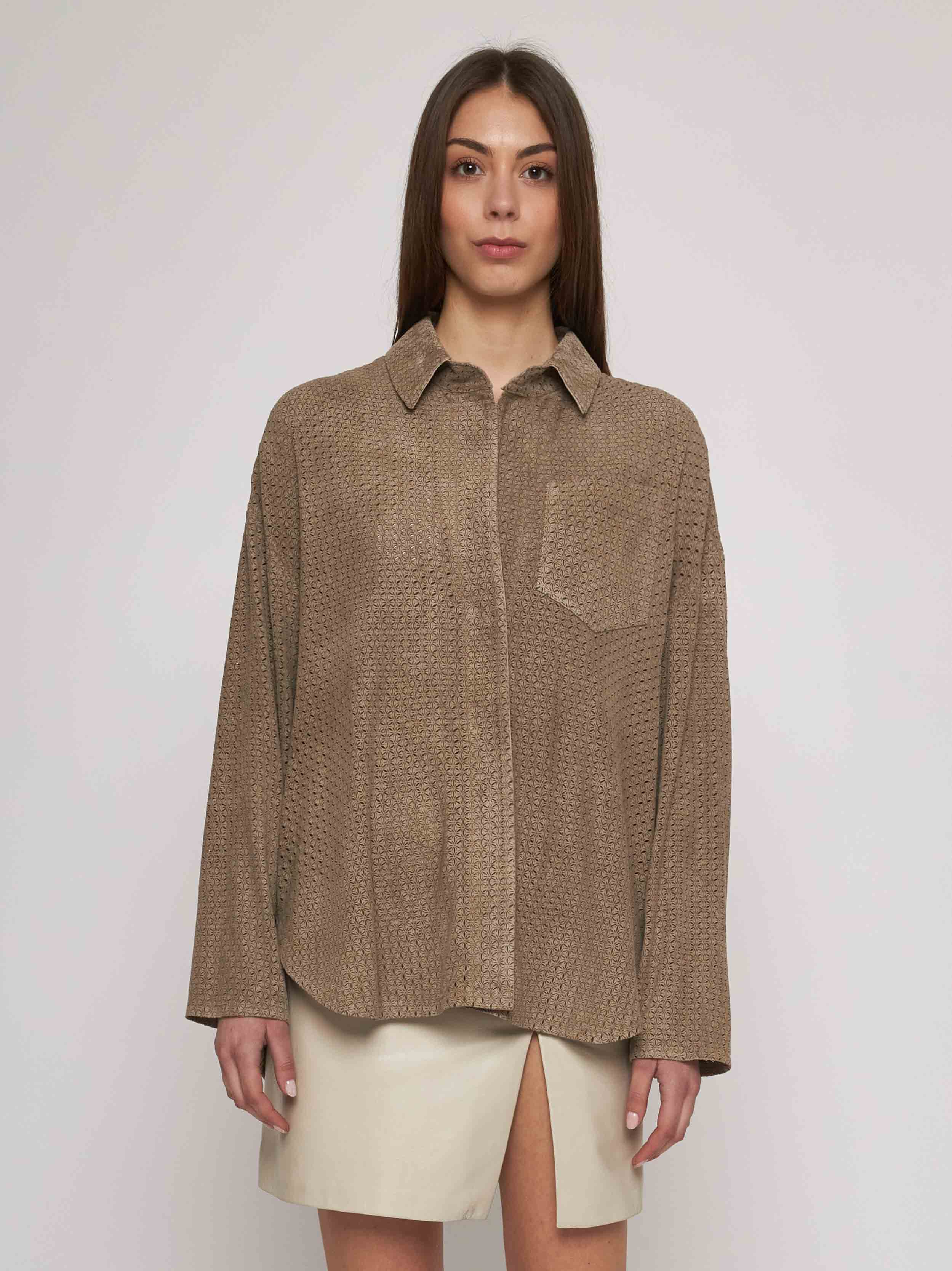 Lasered suede shirt 33CM17-10201/12