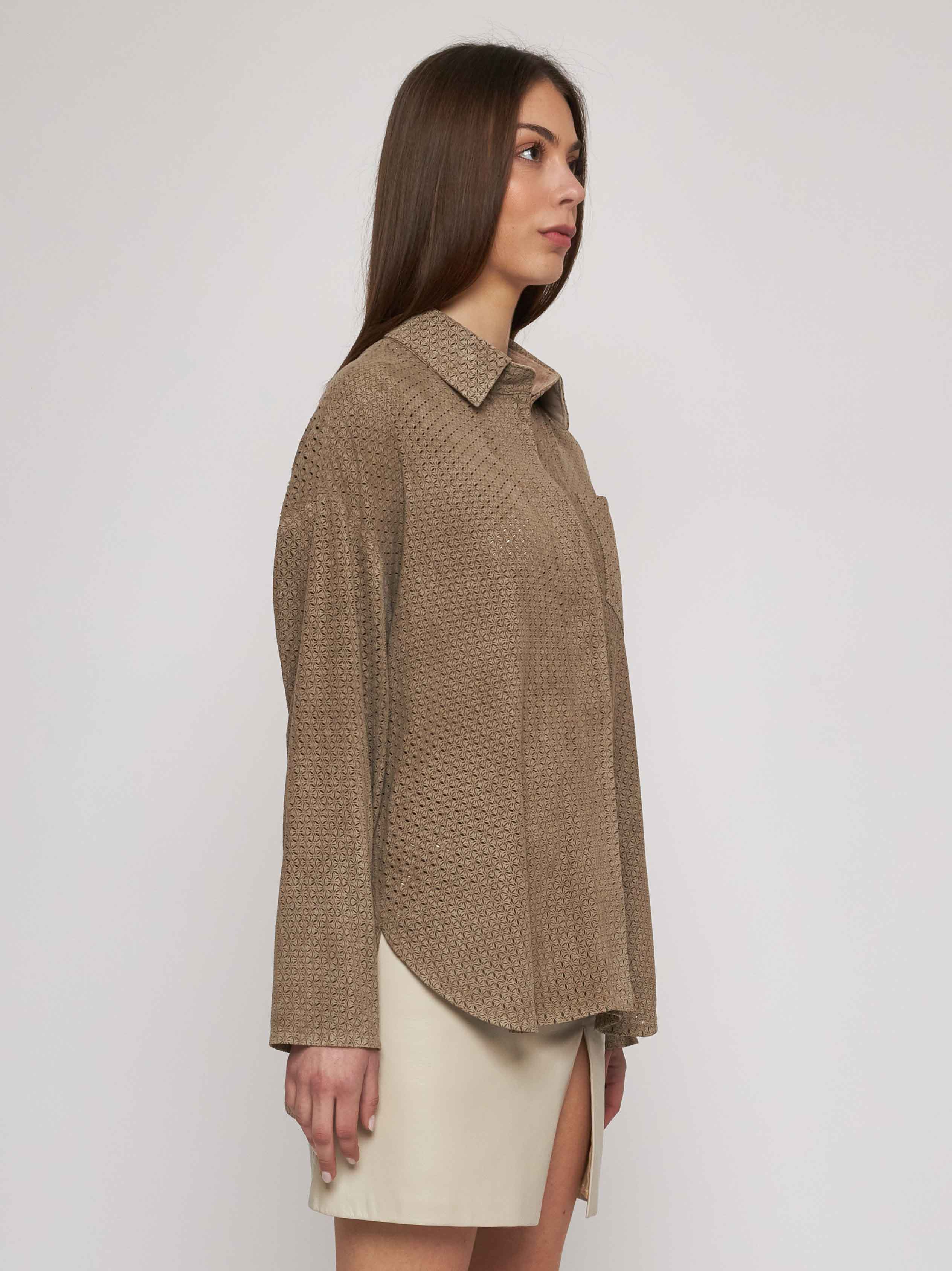 Lasered suede shirt 33CM17-10201/12