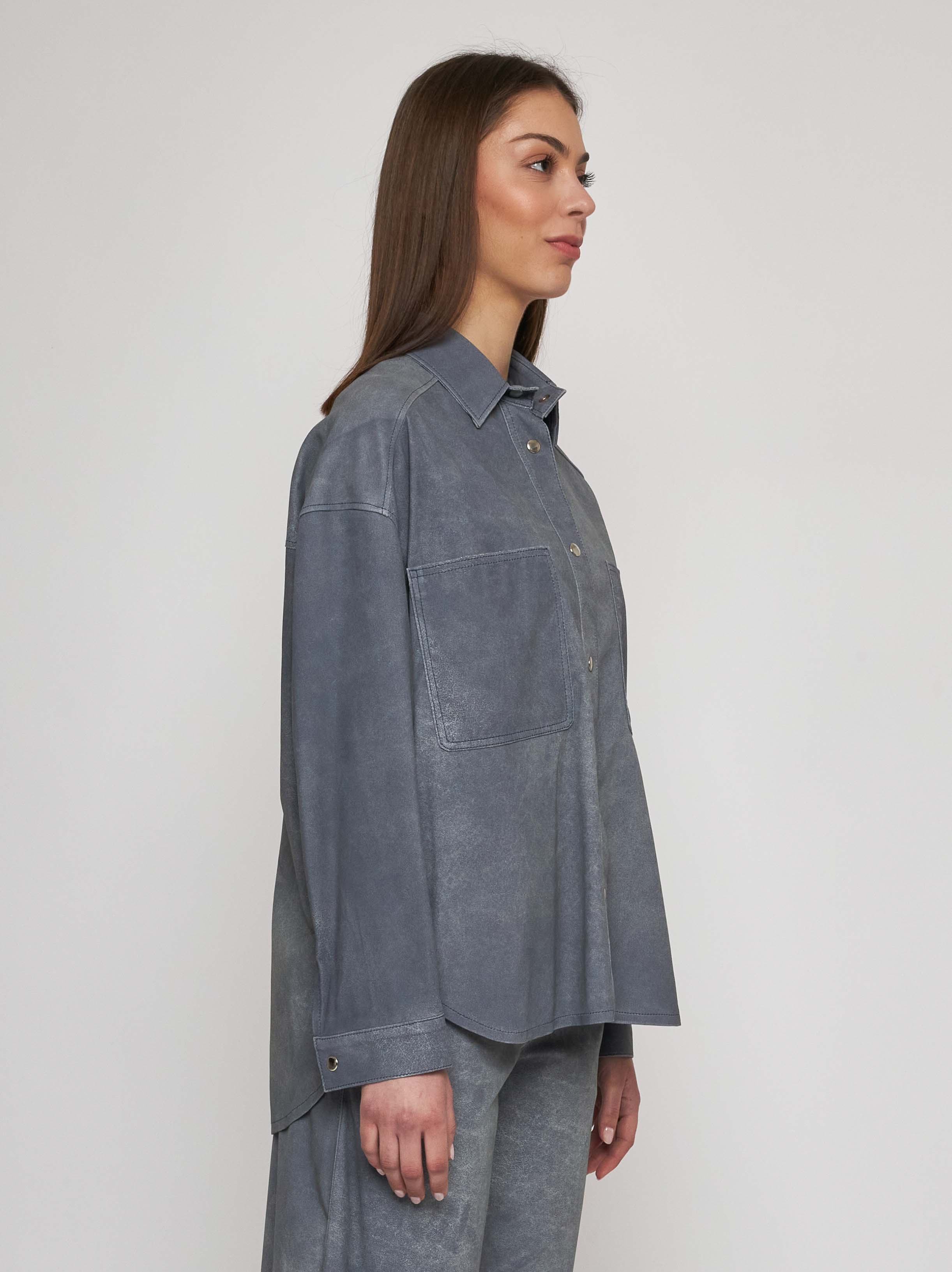 Nappa leather shirt with jeans effect 33CM17B-31626