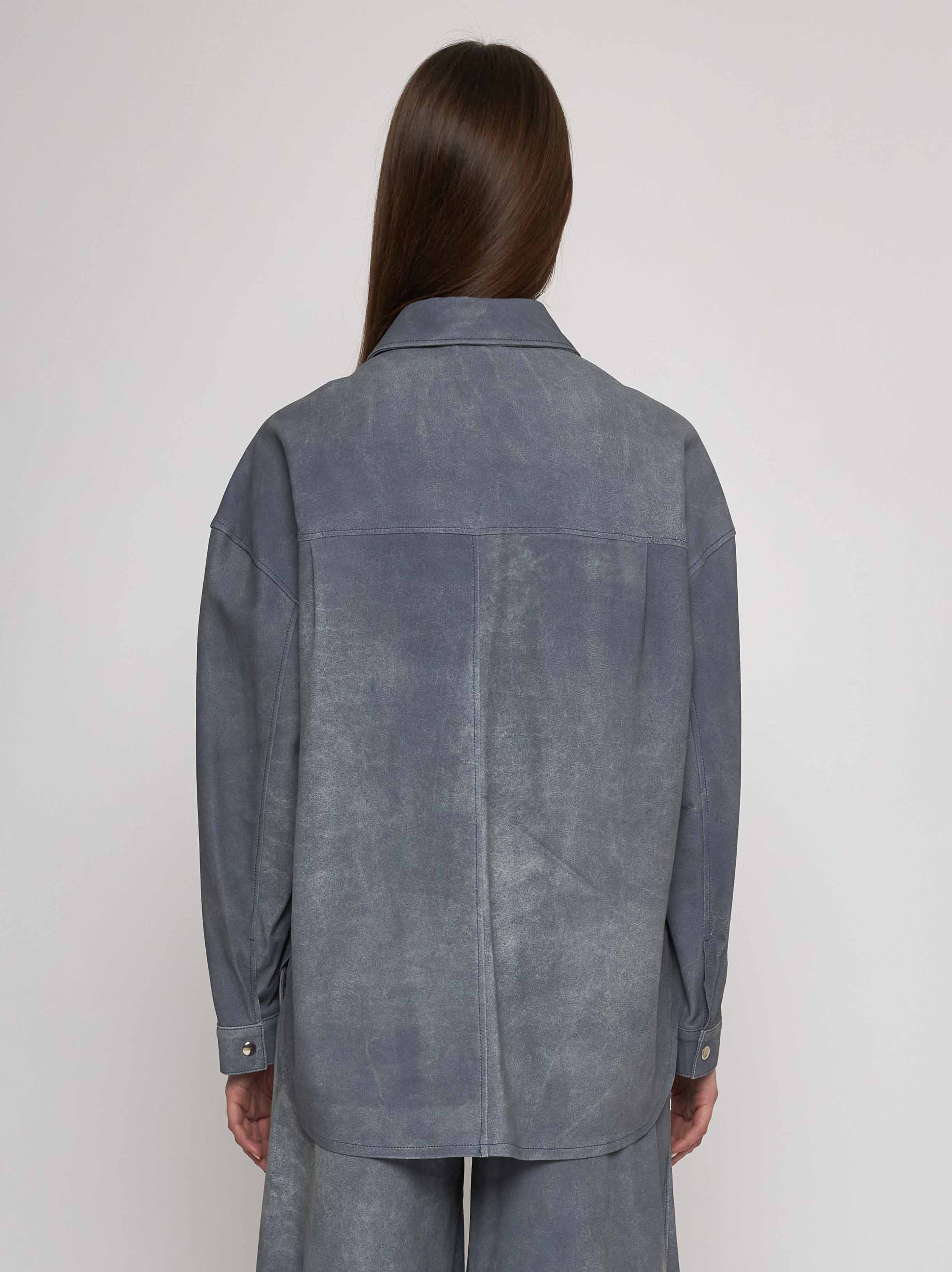 Nappa leather shirt with jeans effect 33CM17B-31626