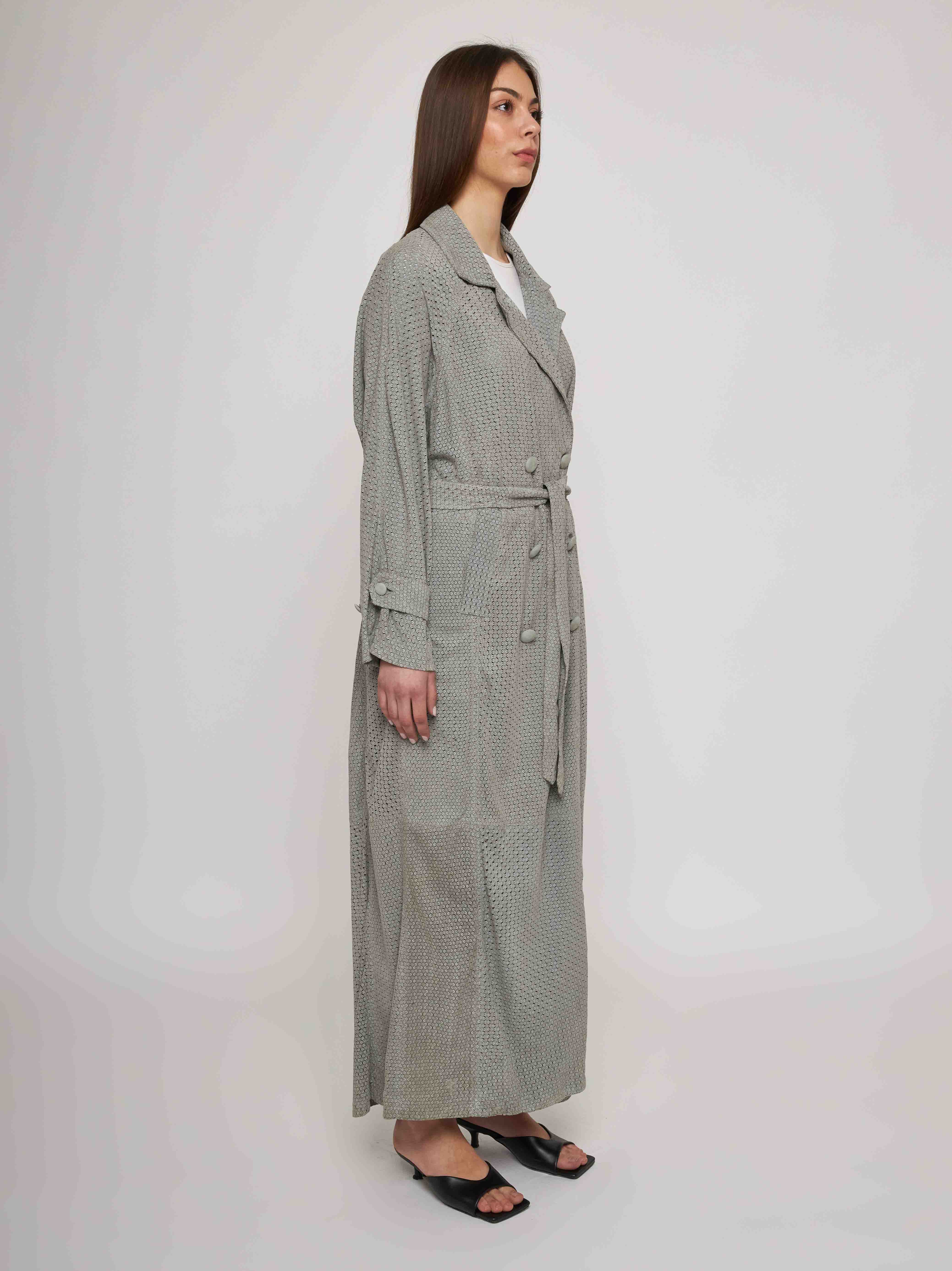 Long trench coat in soft lasered suede 33CP09B-10201/12