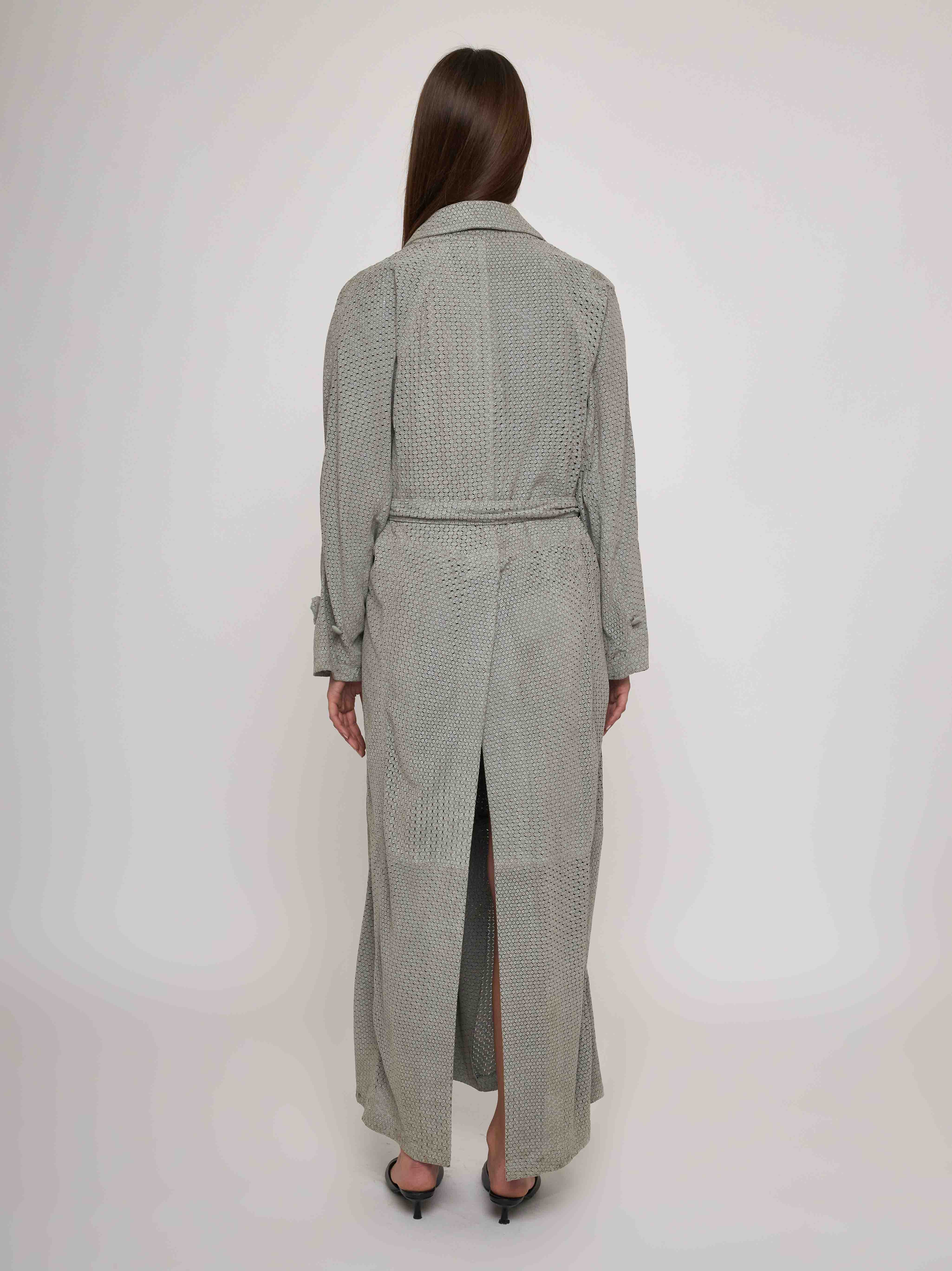 Long trench coat in soft lasered suede 33CP09B-10201/12