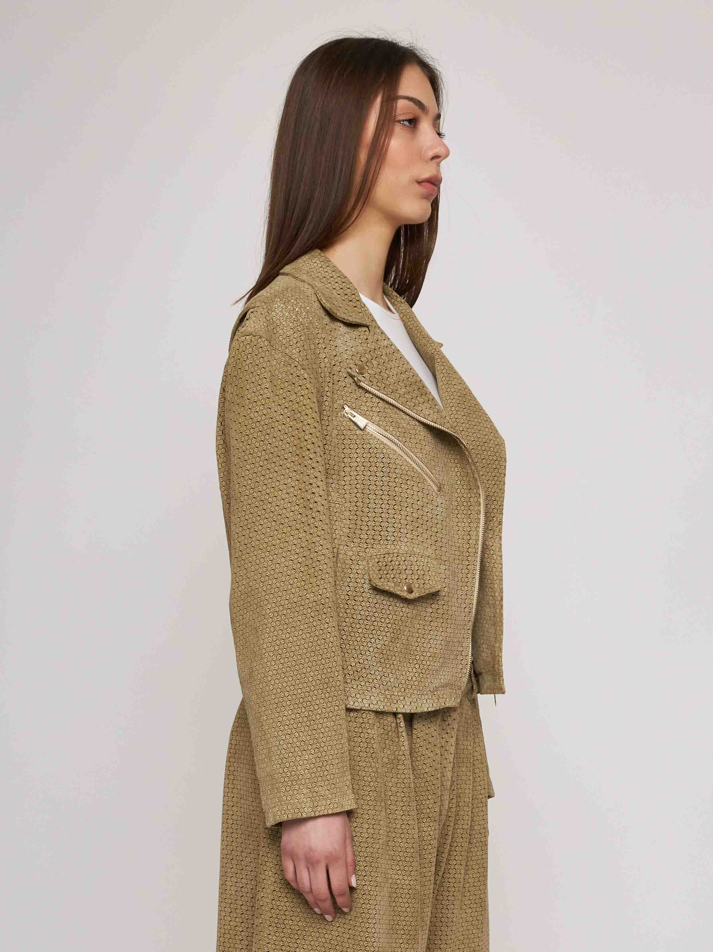 Chiodo in morbido camoscio laserato .33GB25-10201/12