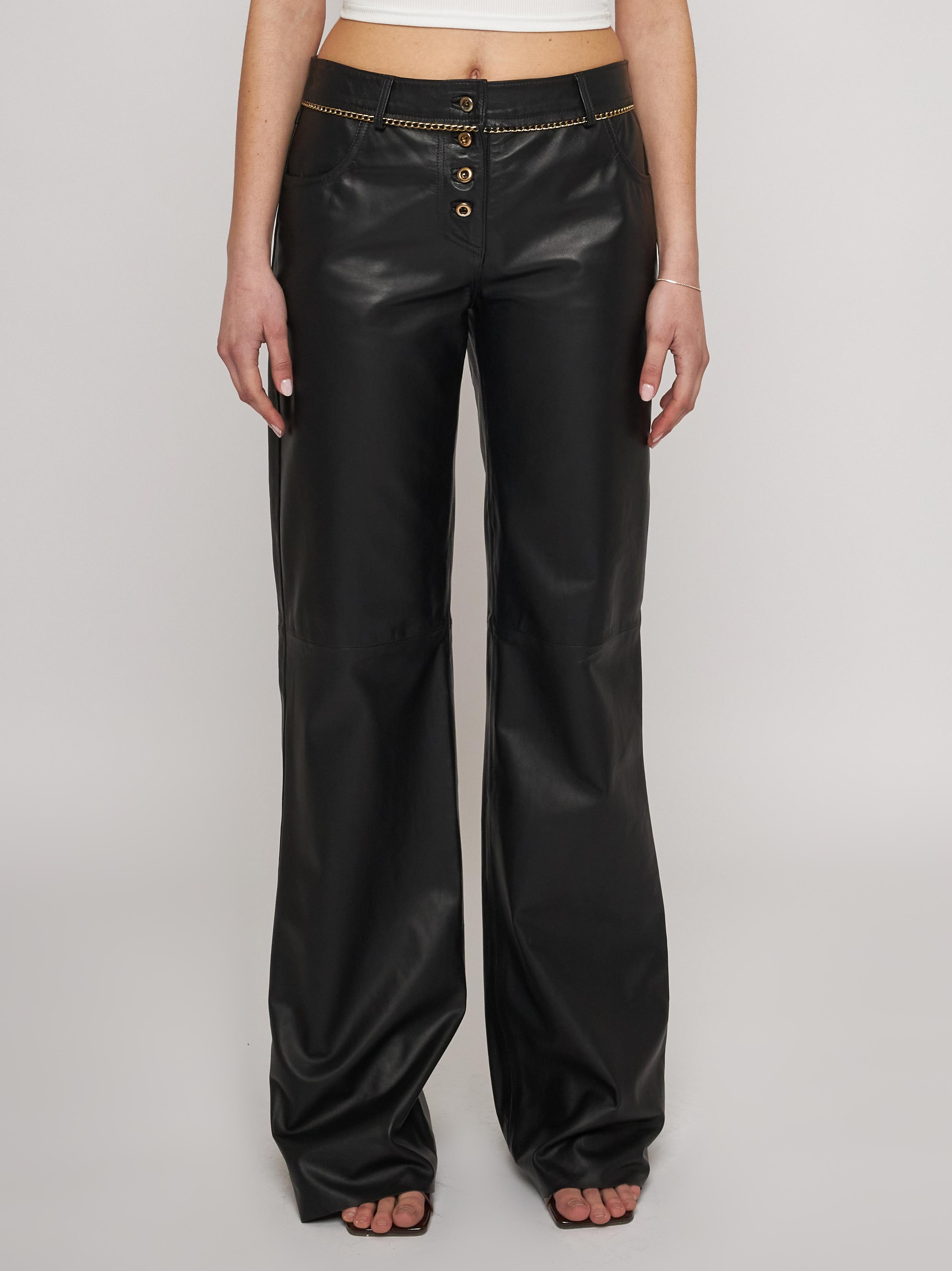 Soft nappa trousers with antique gold chains 33PA03 -10101