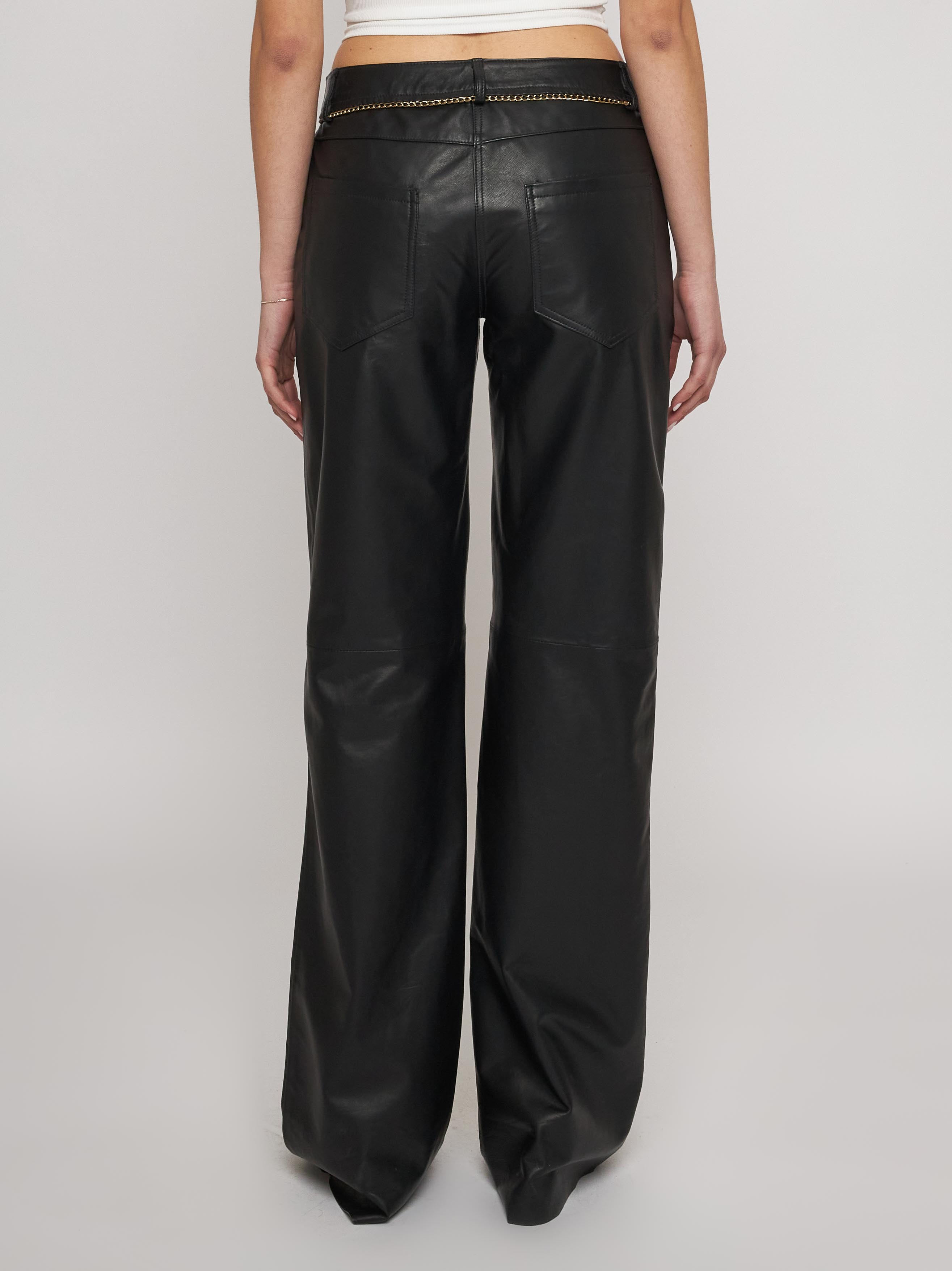 Pantalone in morbida nappa con catene in oro antico 33PA03 -10101