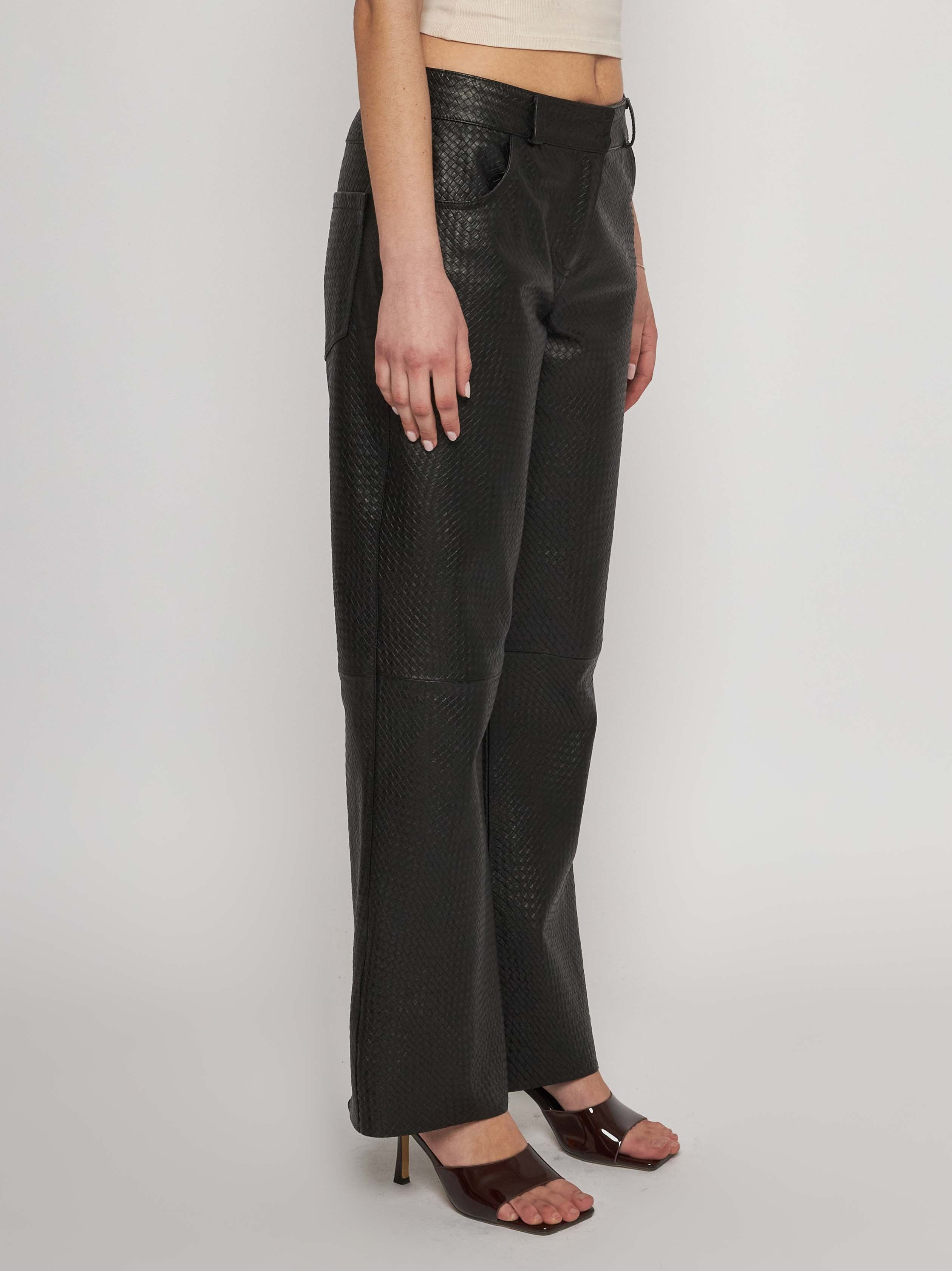 Nappa leather trousers with woven print 33PA03 -10102/11