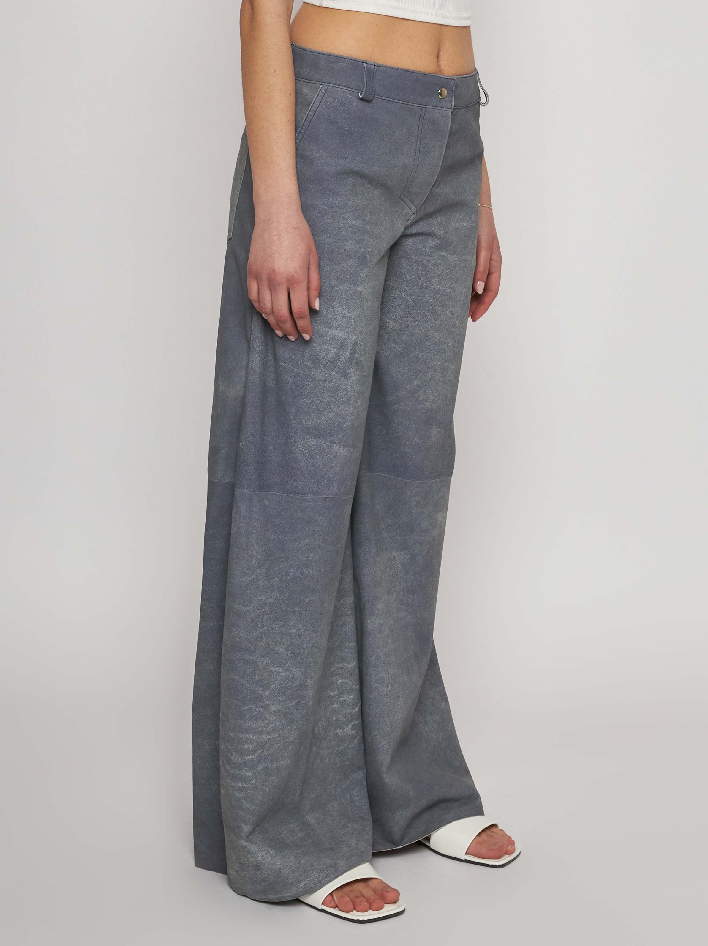 Nappa leather trousers with jeans effect 33PA26-31626