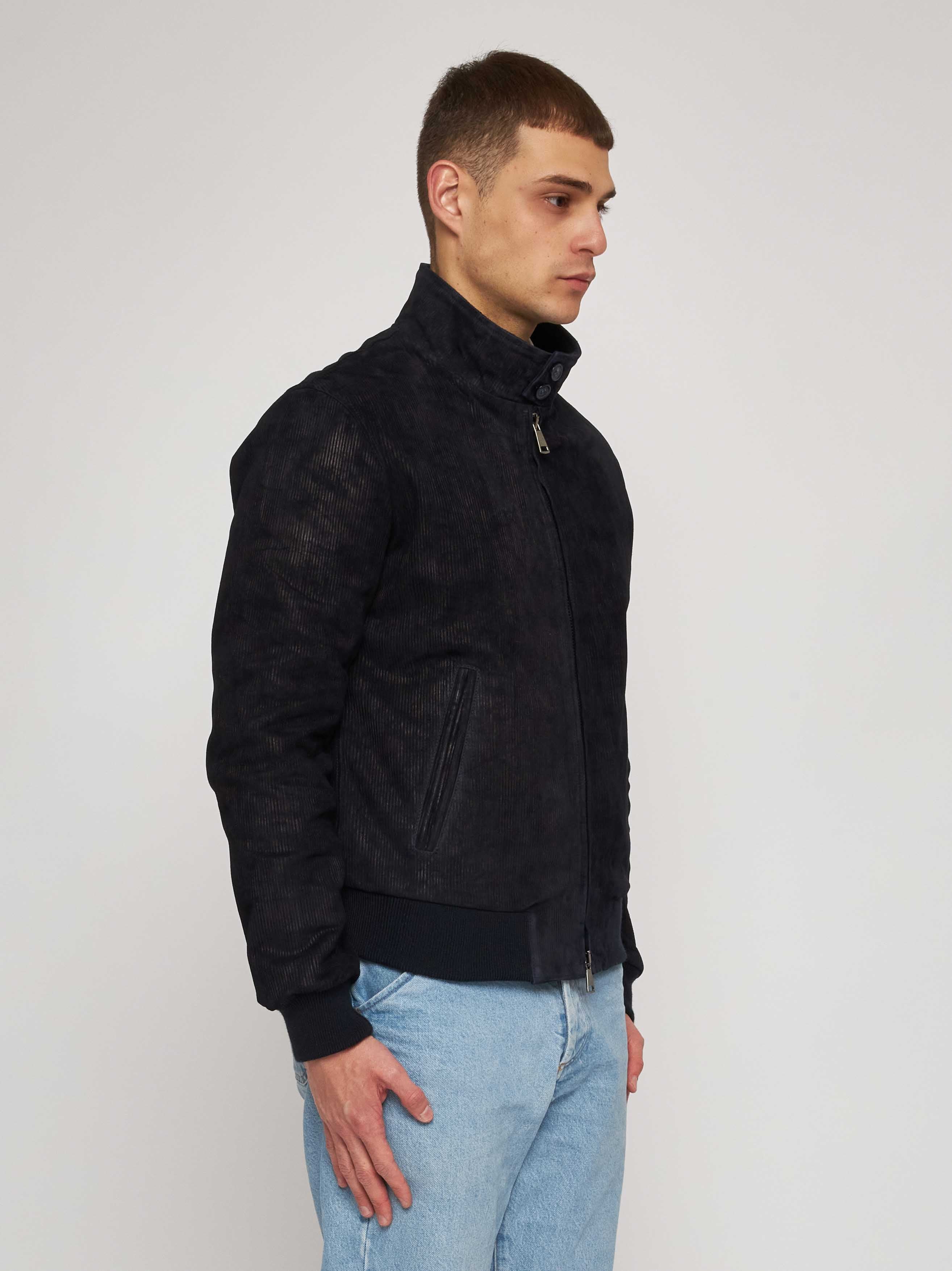 Giubbino in camoscio blu 51220-10202/14