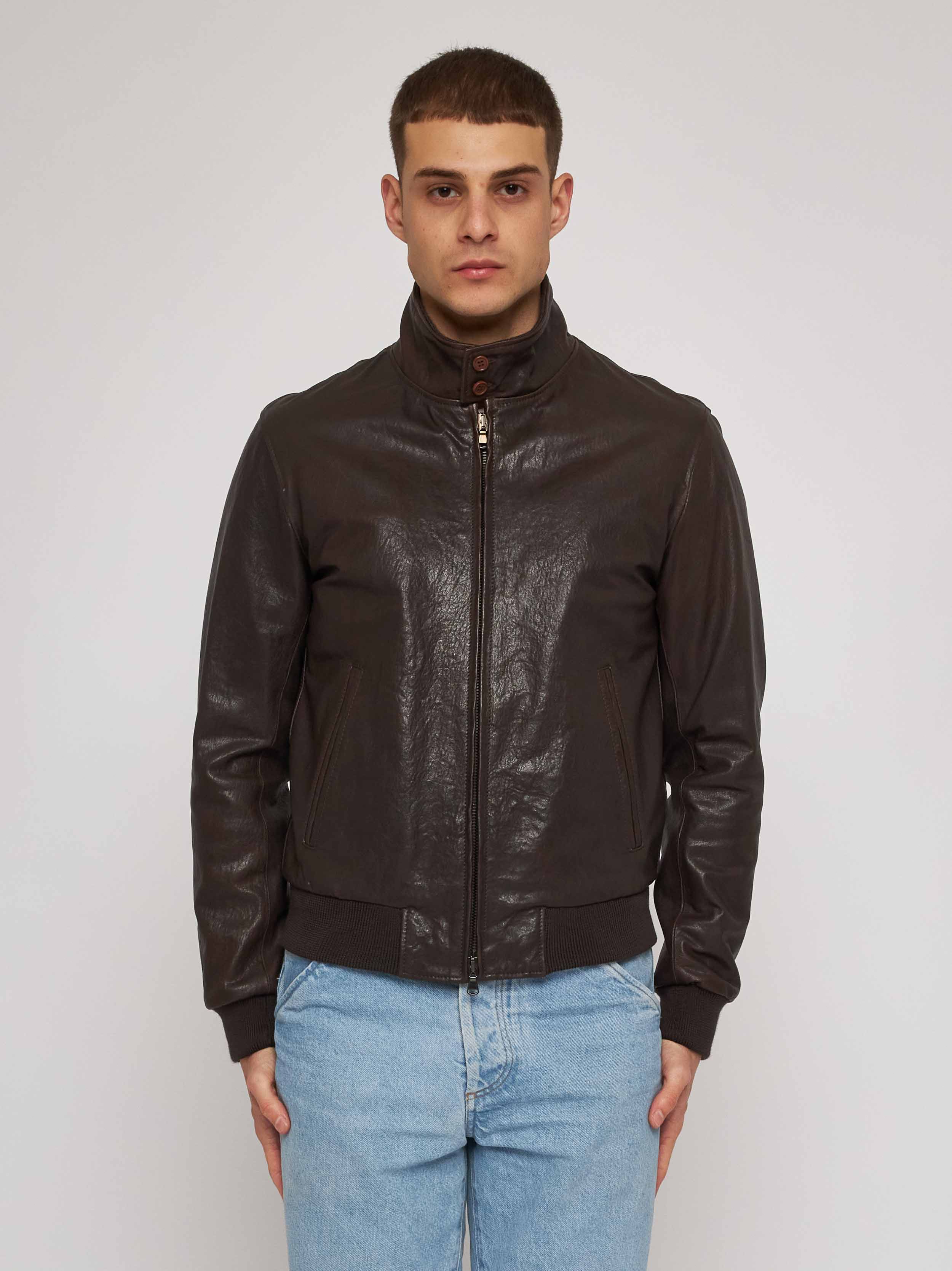 Dark brown wash nappa jacket 51220-901014/29