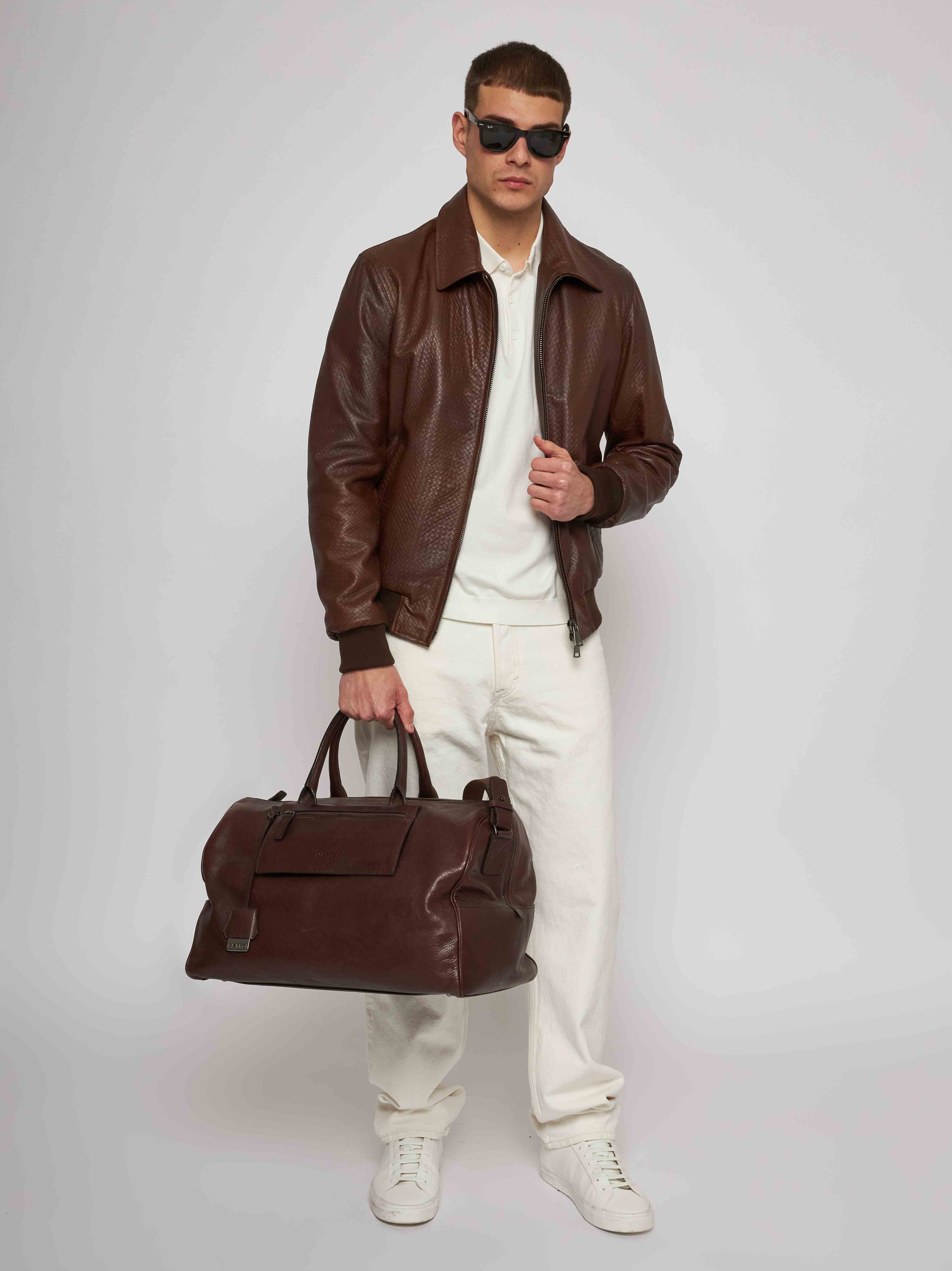 Blouson  in nappa stampa a intreccio chestnut 51221-10102/11
