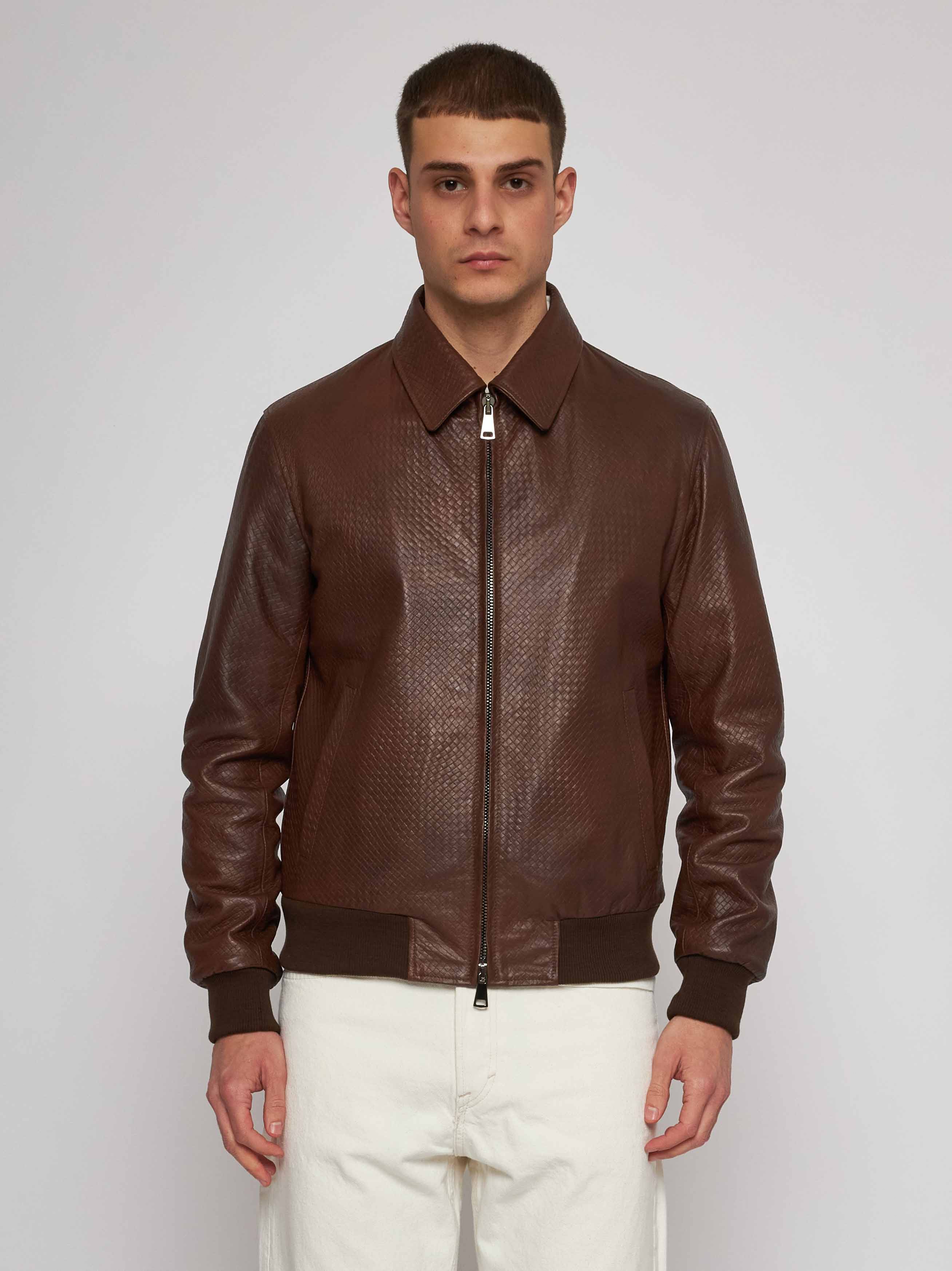 Blouson  in nappa stampa a intreccio chestnut 51221-10102/11