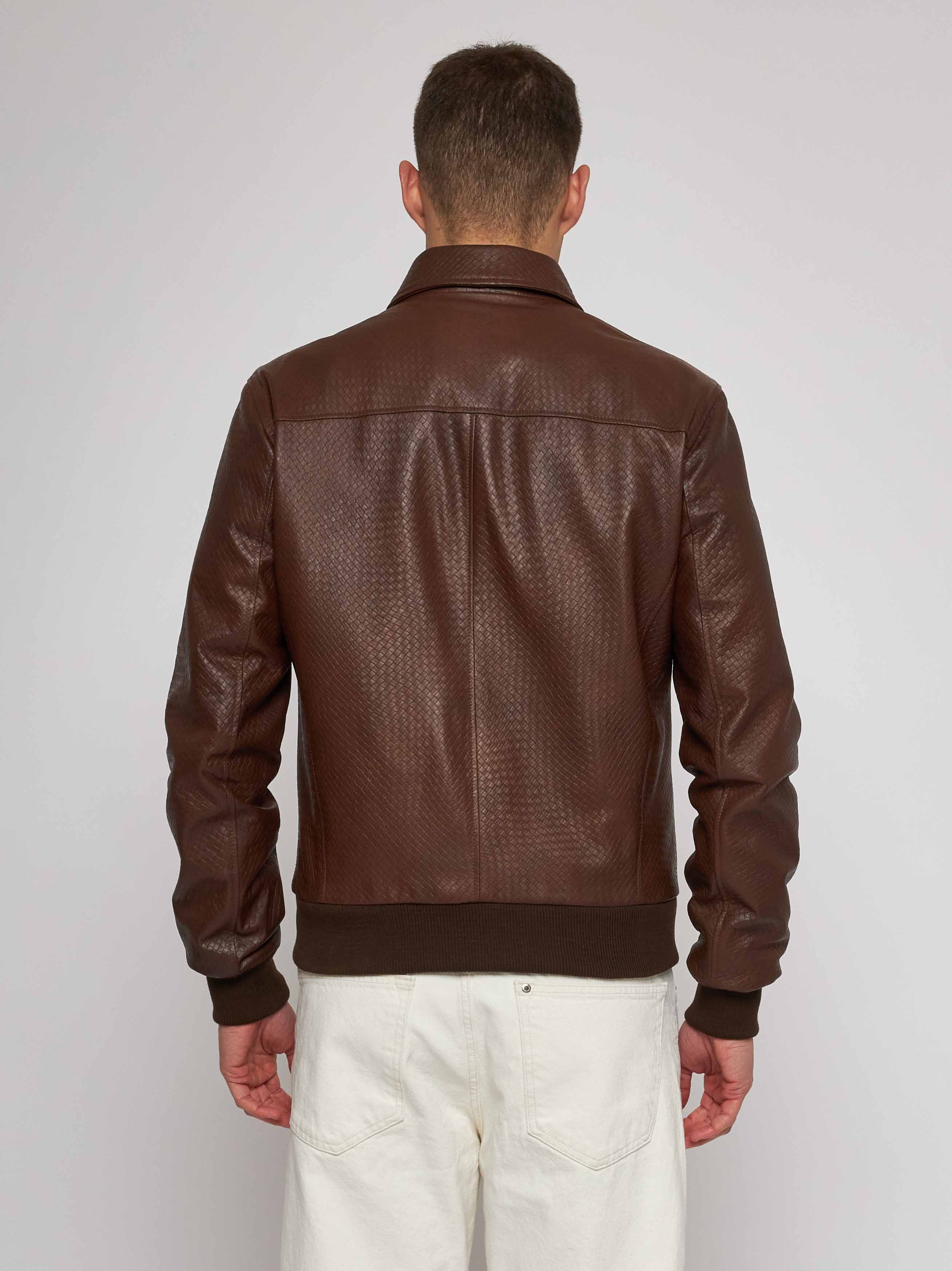 Blouson  in nappa stampa a intreccio chestnut 51221-10102/11