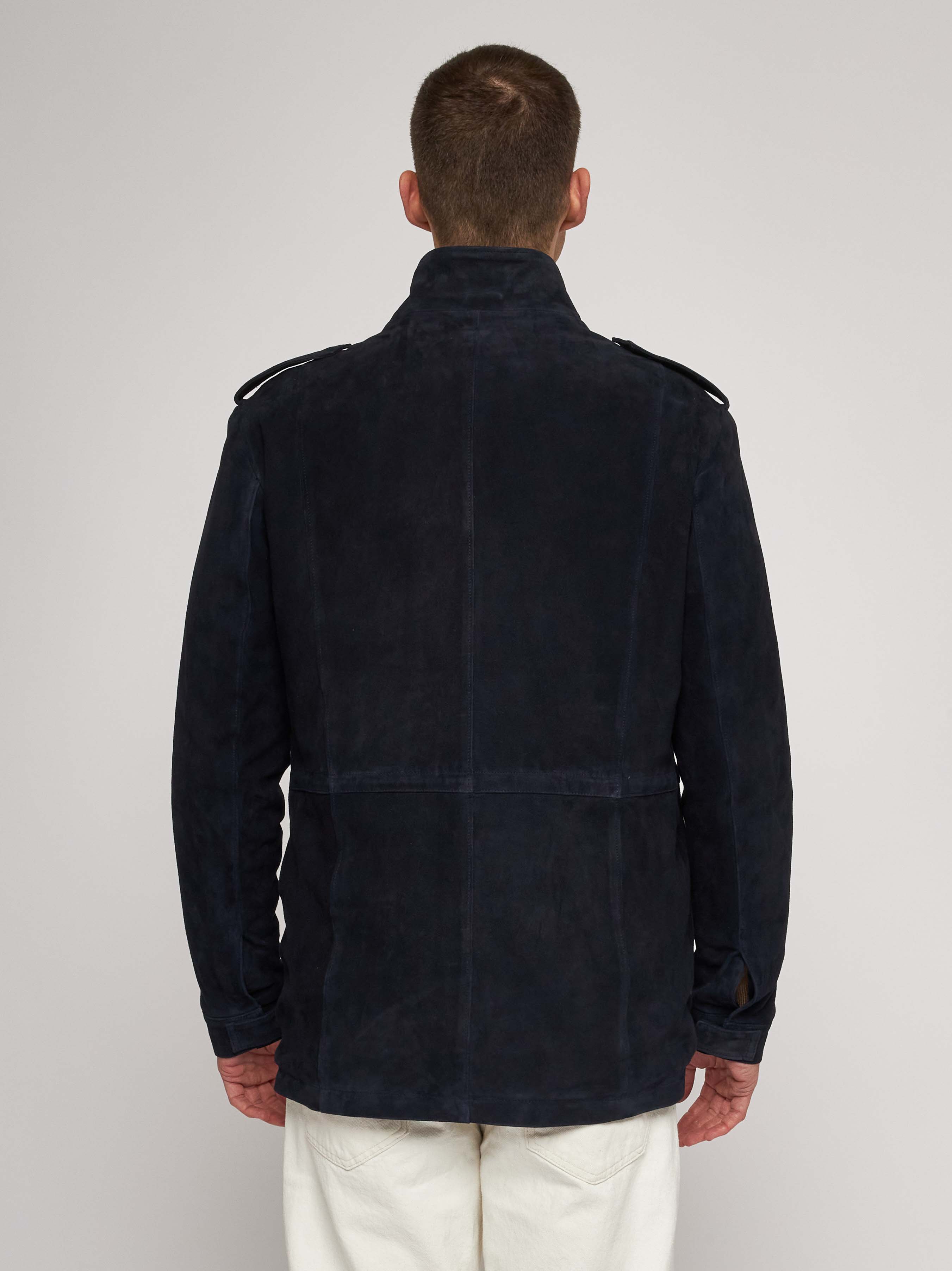 Blue suede and cashmere field jacket 52266-10201