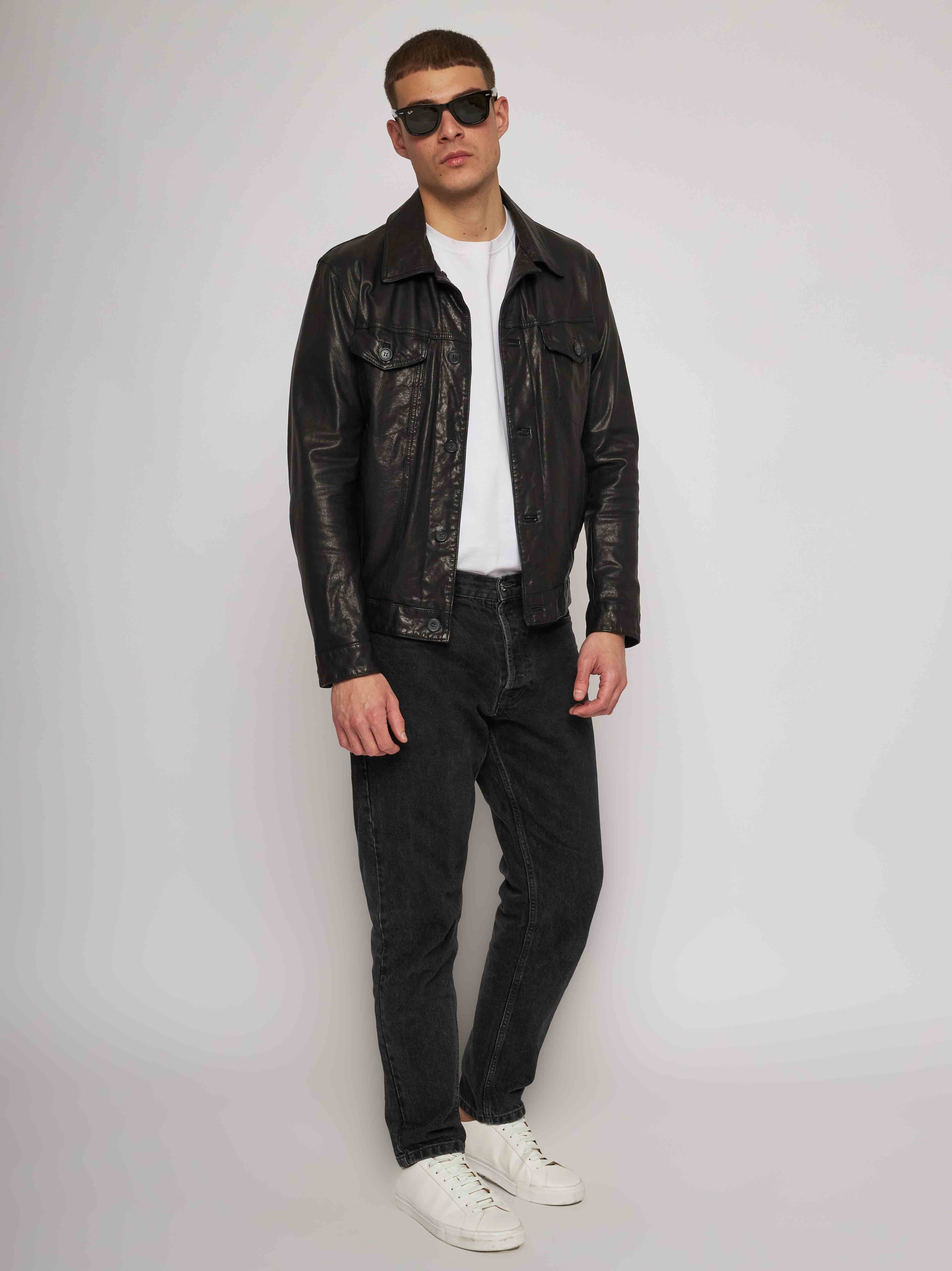 Black wash nappa jacket 51272 -90104/29