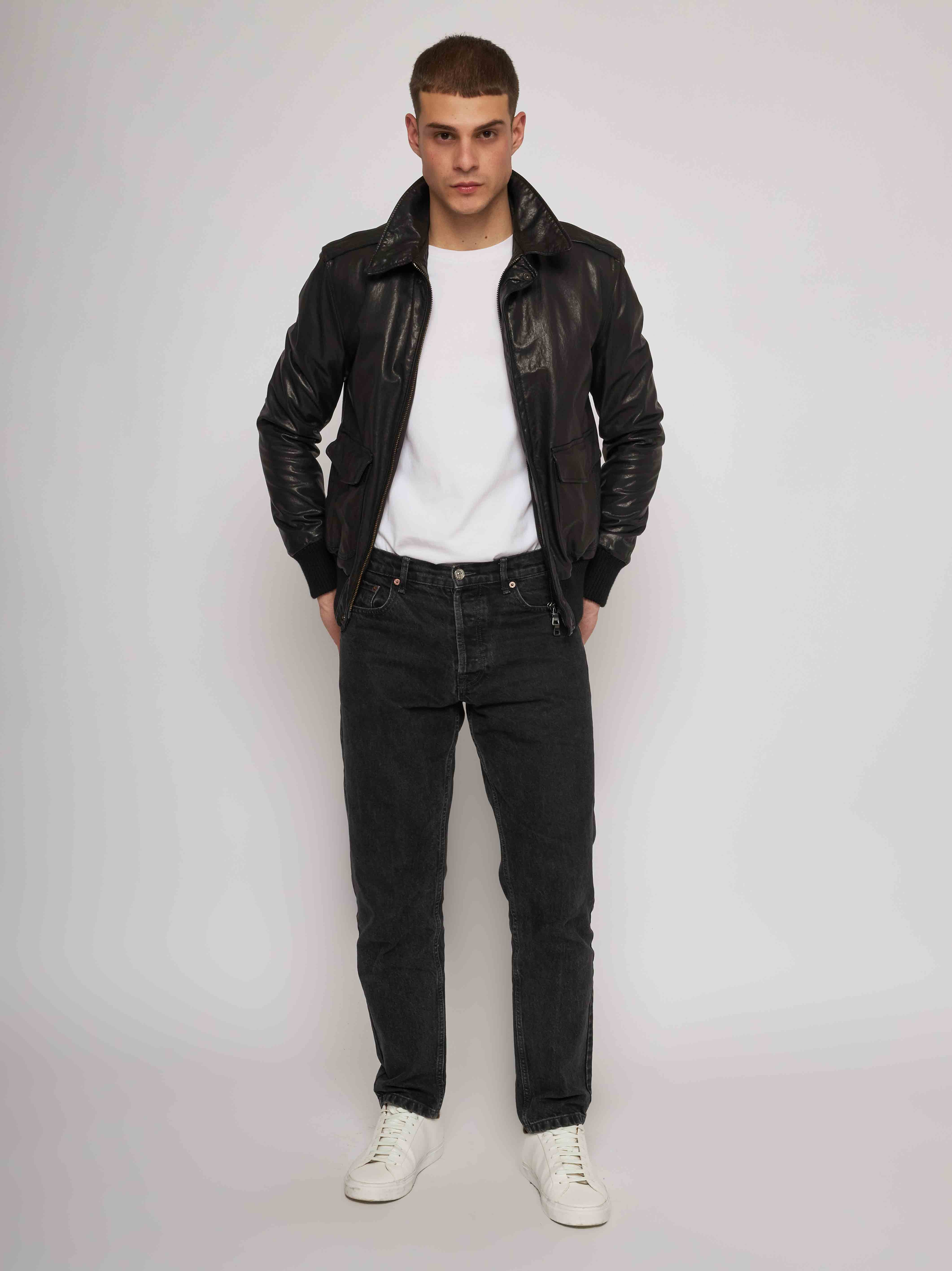 Black wash nappa blouson 51278-90120