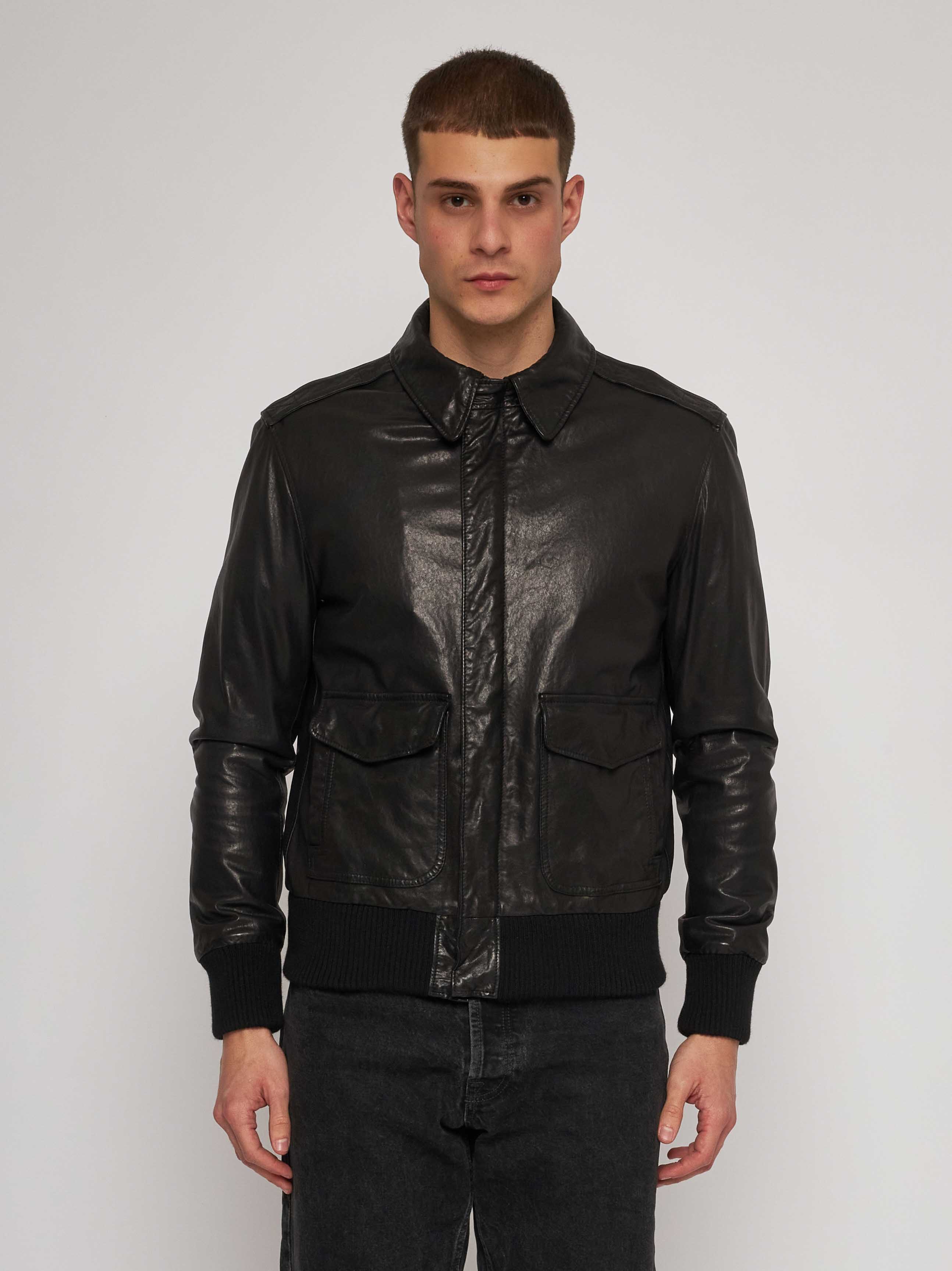 Black wash nappa blouson 51278-90120
