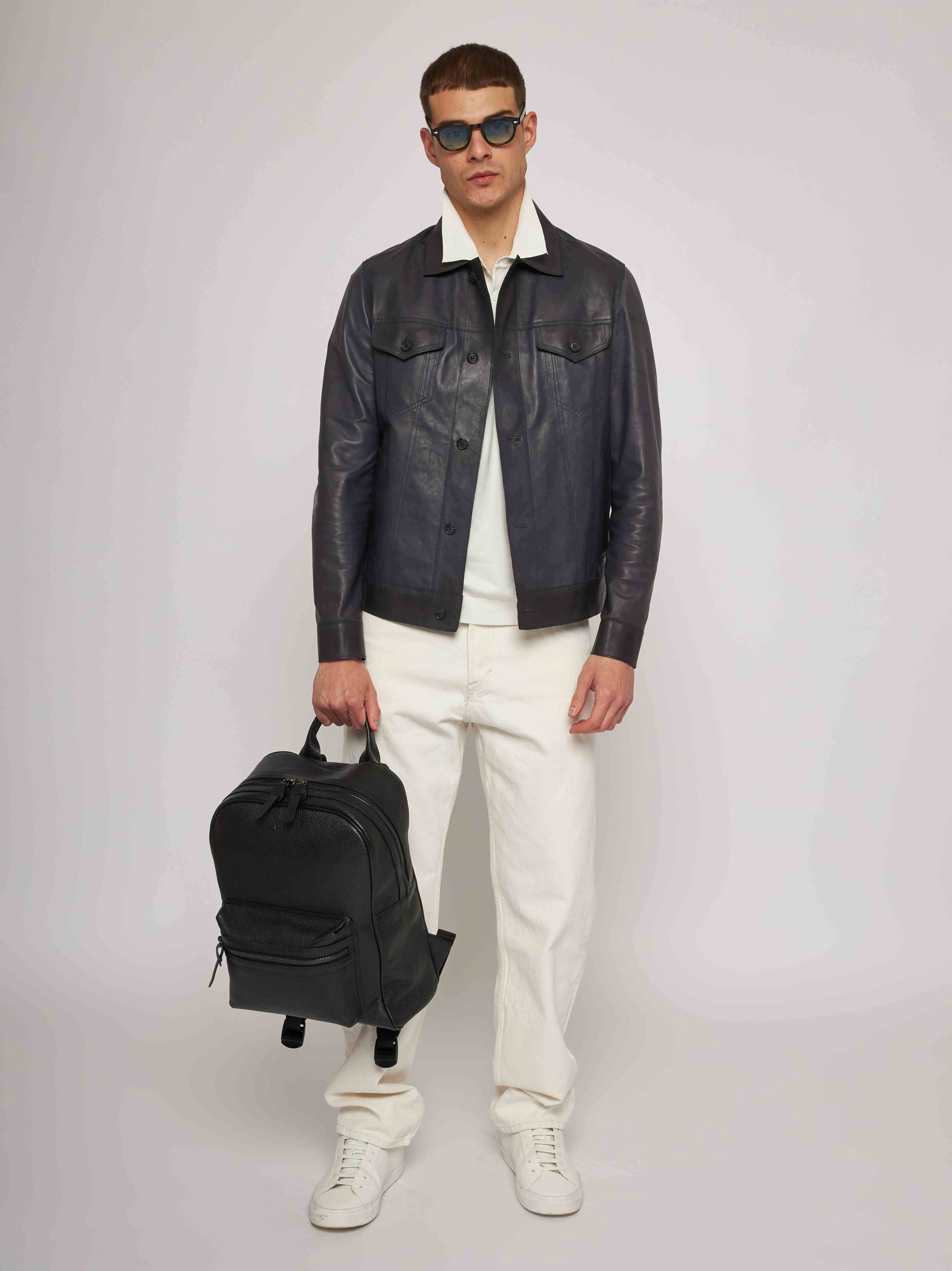 Maiori navy blue nappa jacket 51281