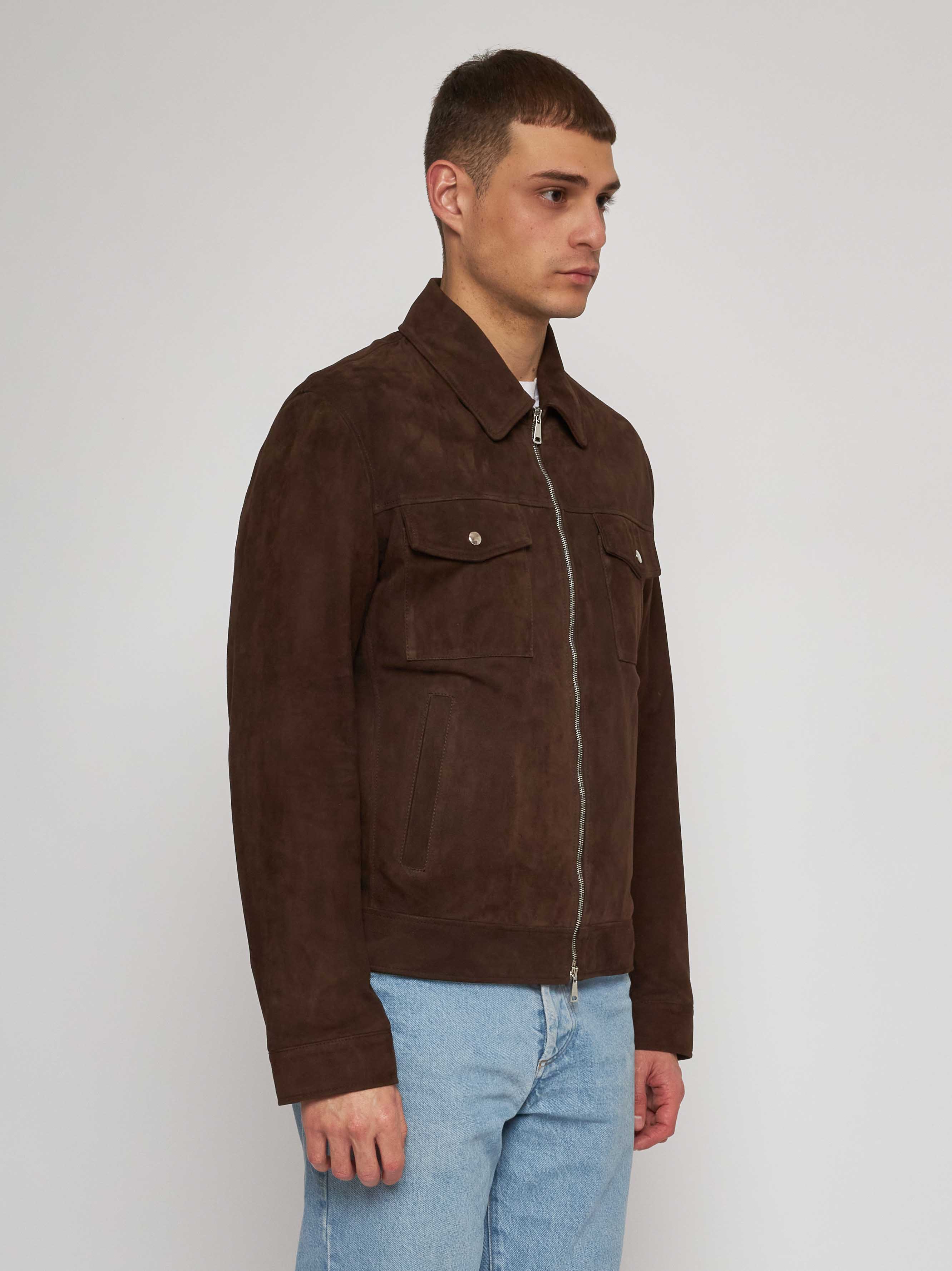 Giubbino in camoscio marrone 51284 -10201