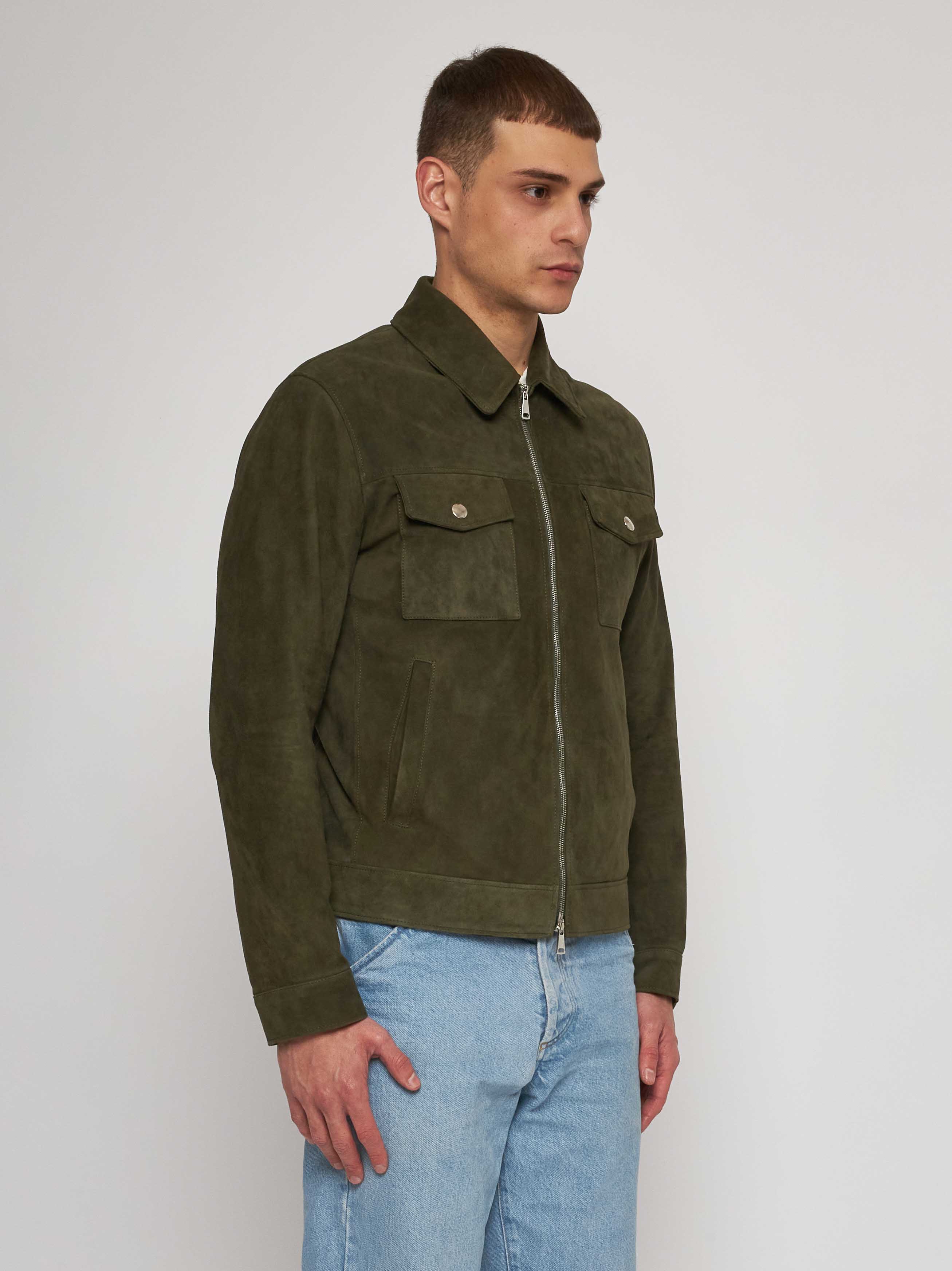 Giubbino in camoscio verde 51284 -10201