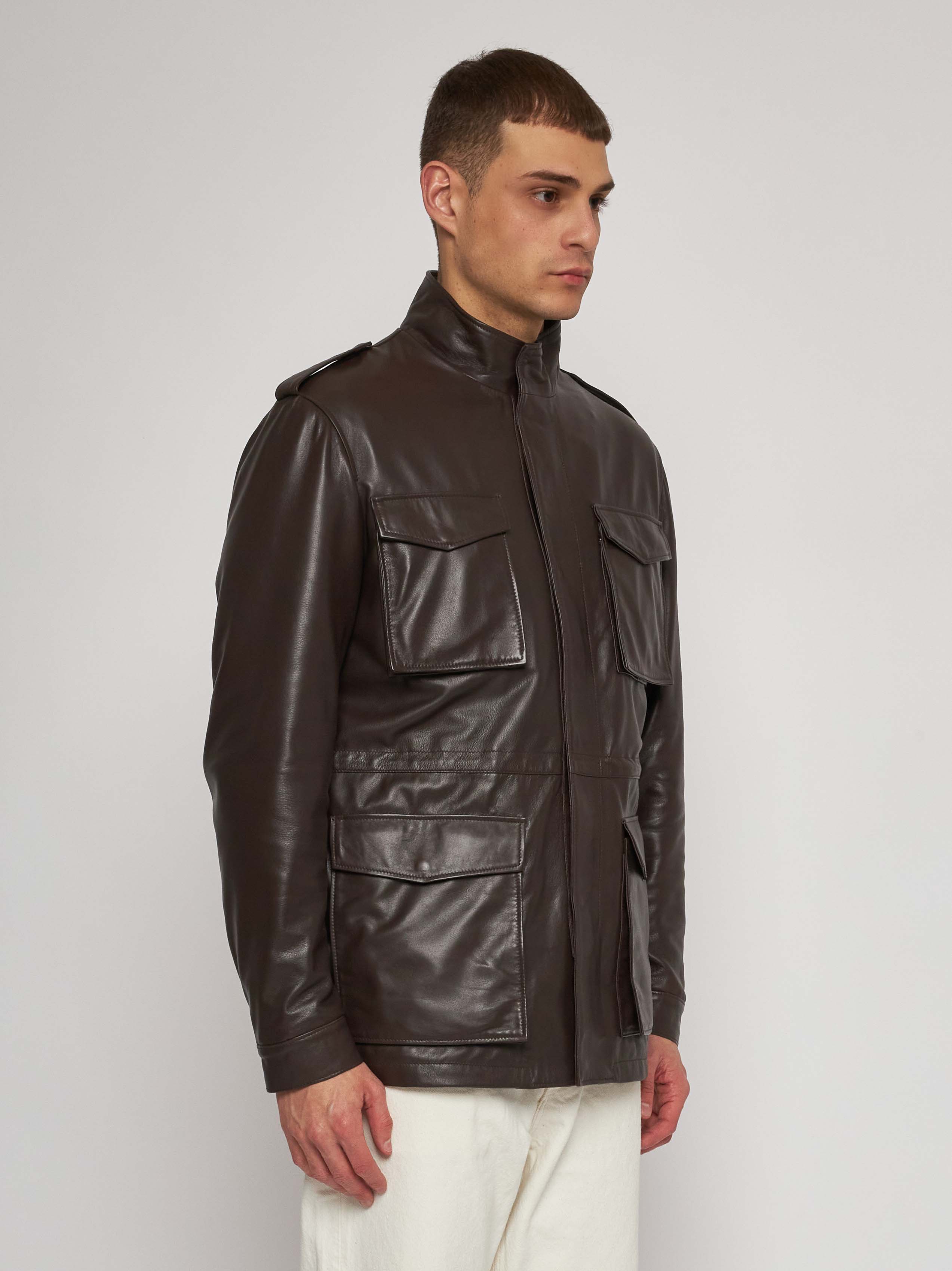 Field jacket in nappa testa di moro 52266-10101