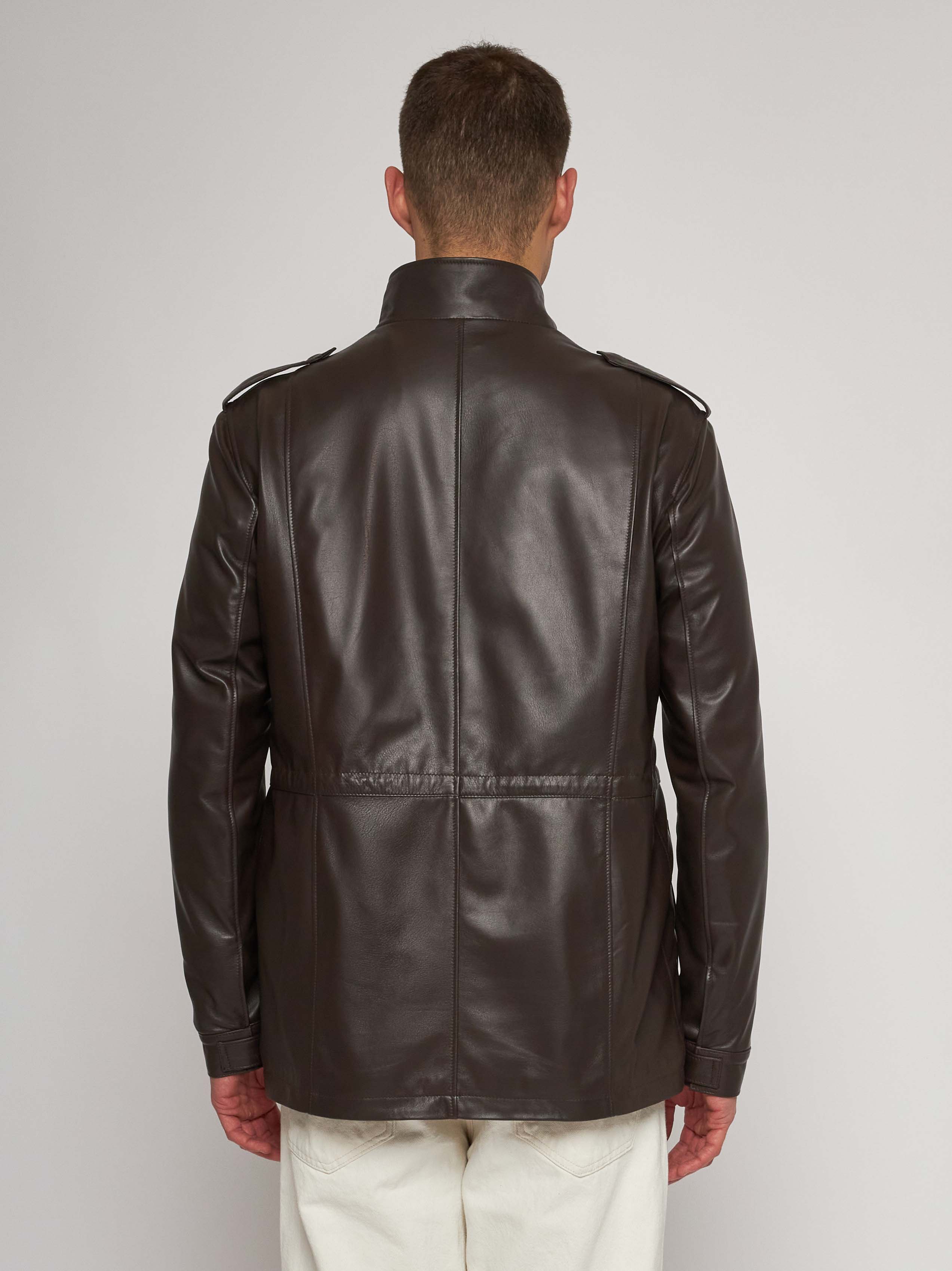 Field jacket in nappa testa di moro 52266-10101