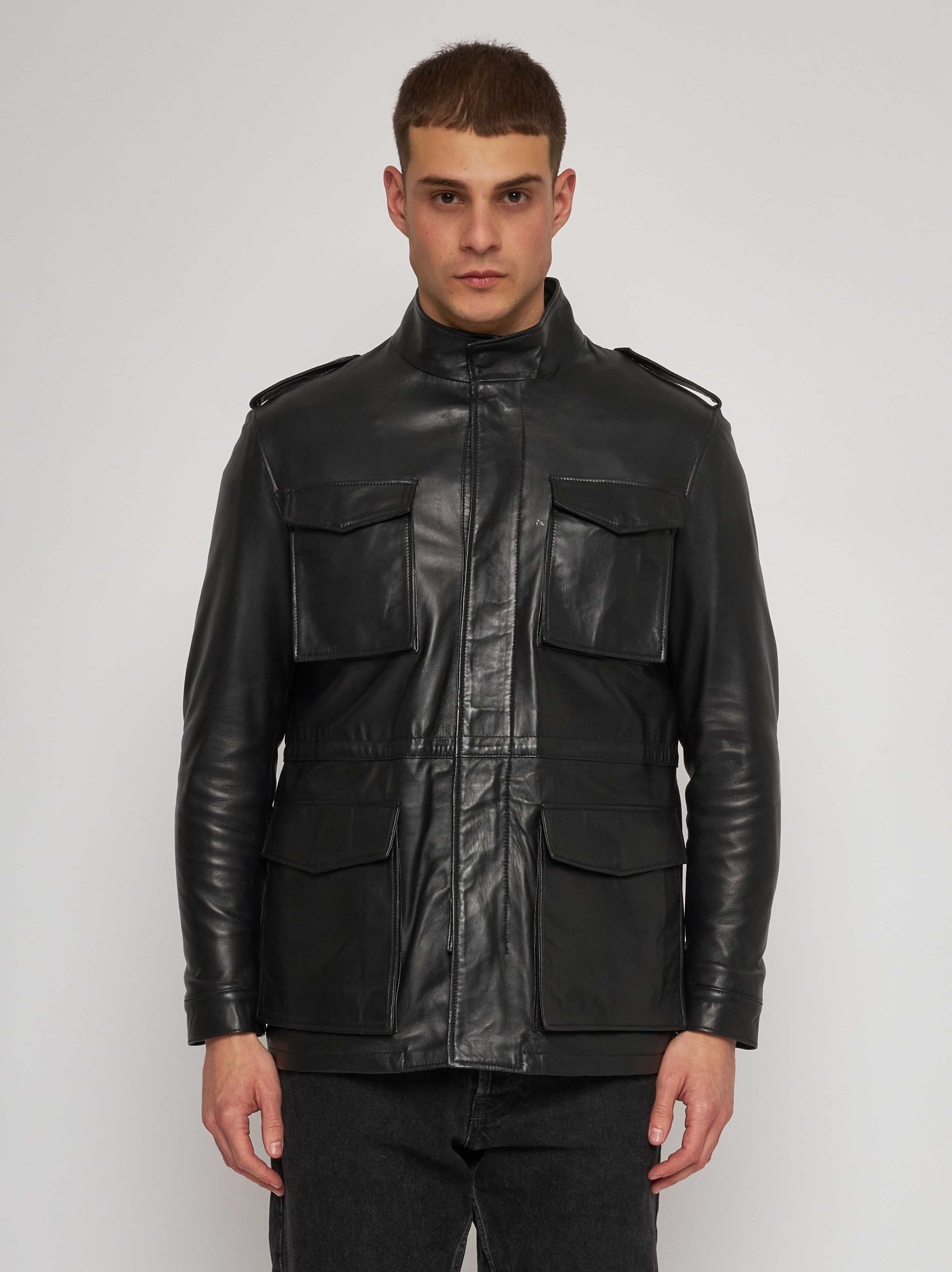 Field jacket in nappa nera 52266-10101