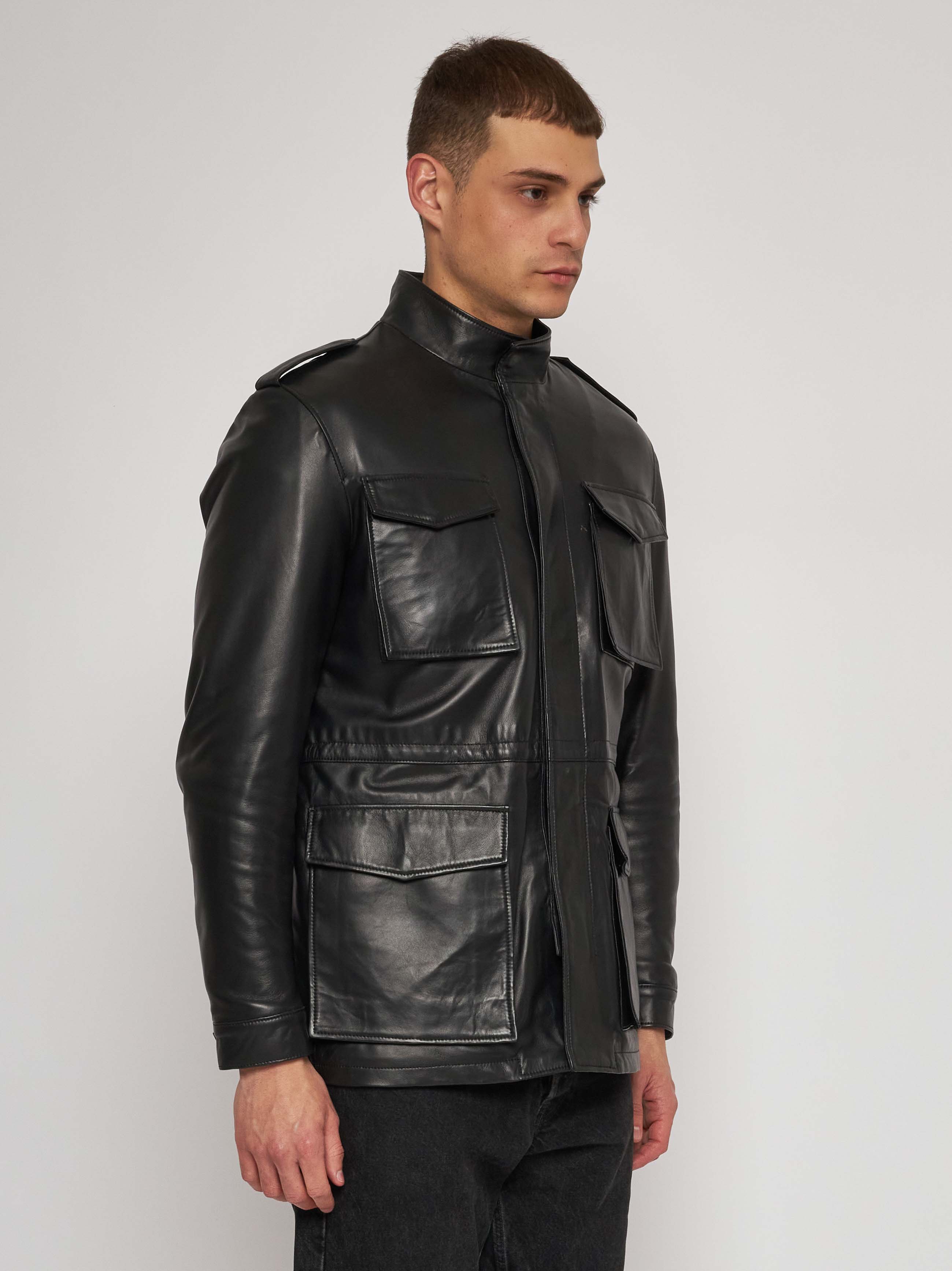 Field jacket in nappa nera 52266-10101