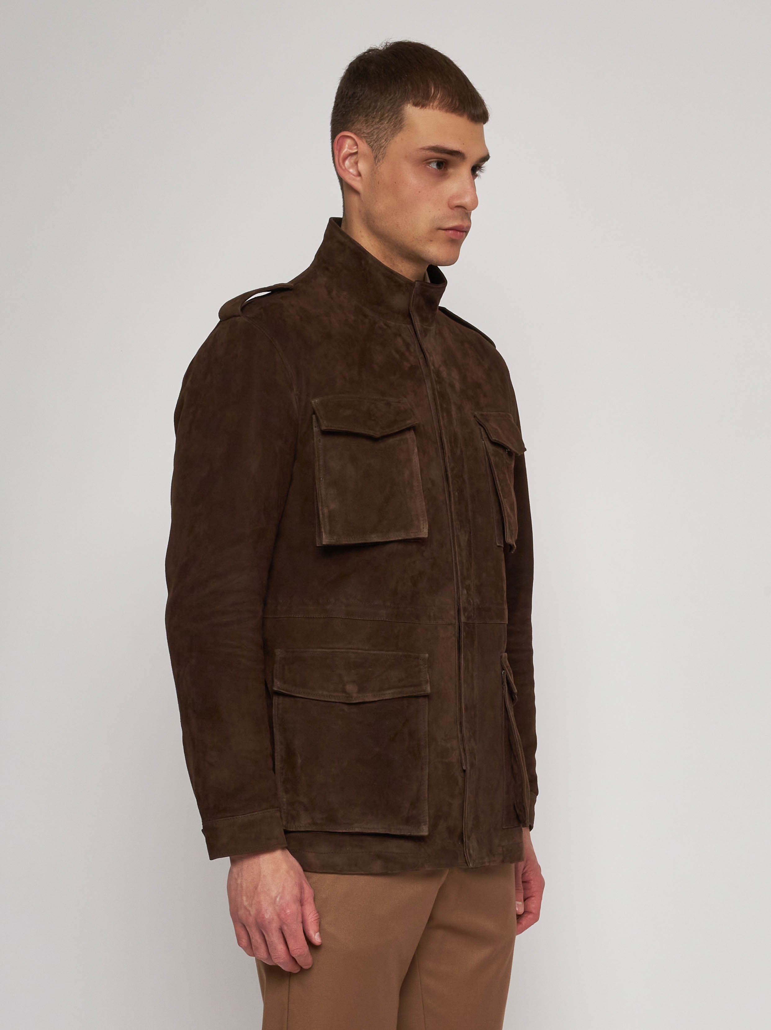 Brown Suede and Cashmere Field Jacket 51266-10201