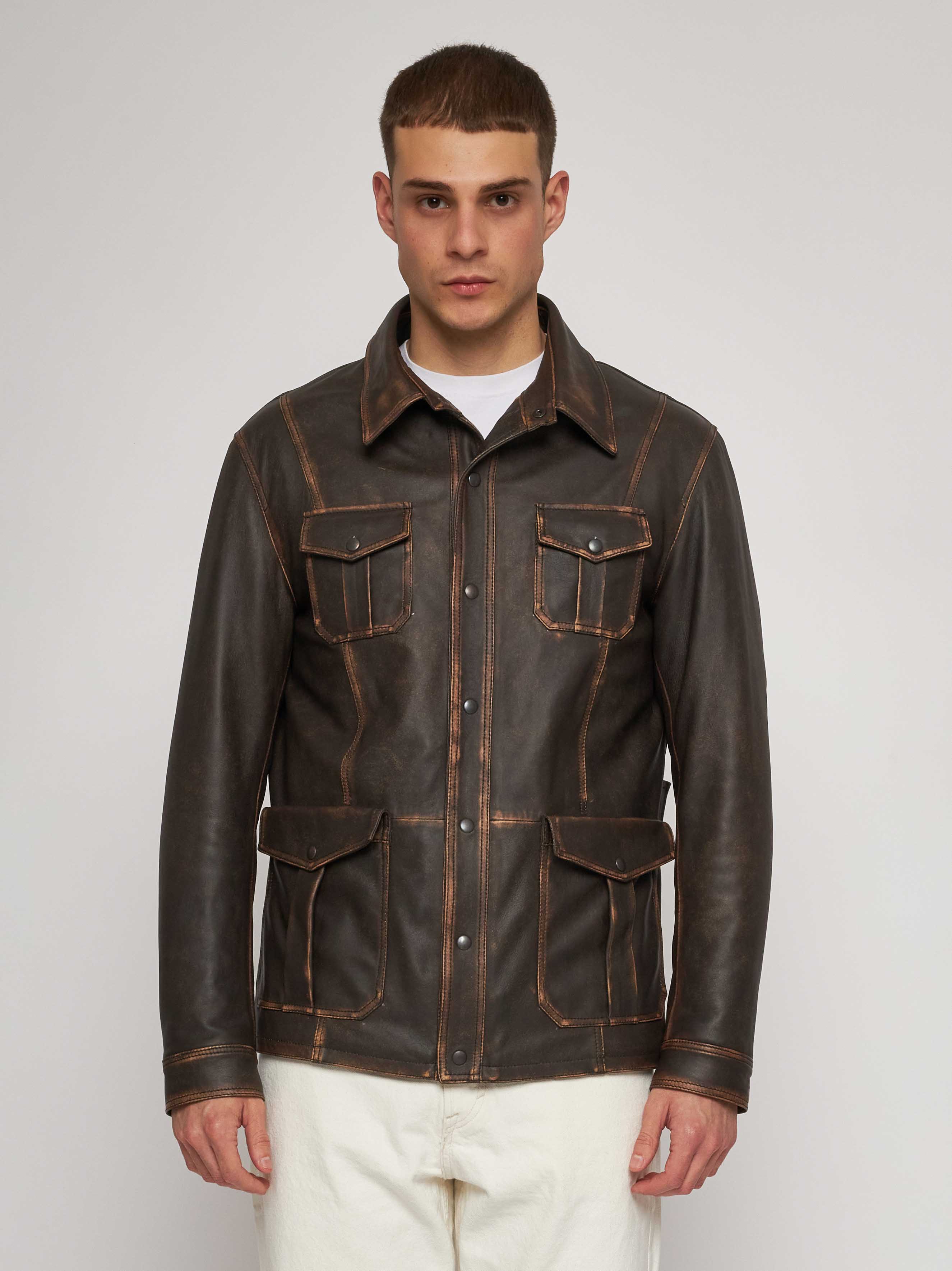 Brown vintage nappa field jacket 52268-20121
