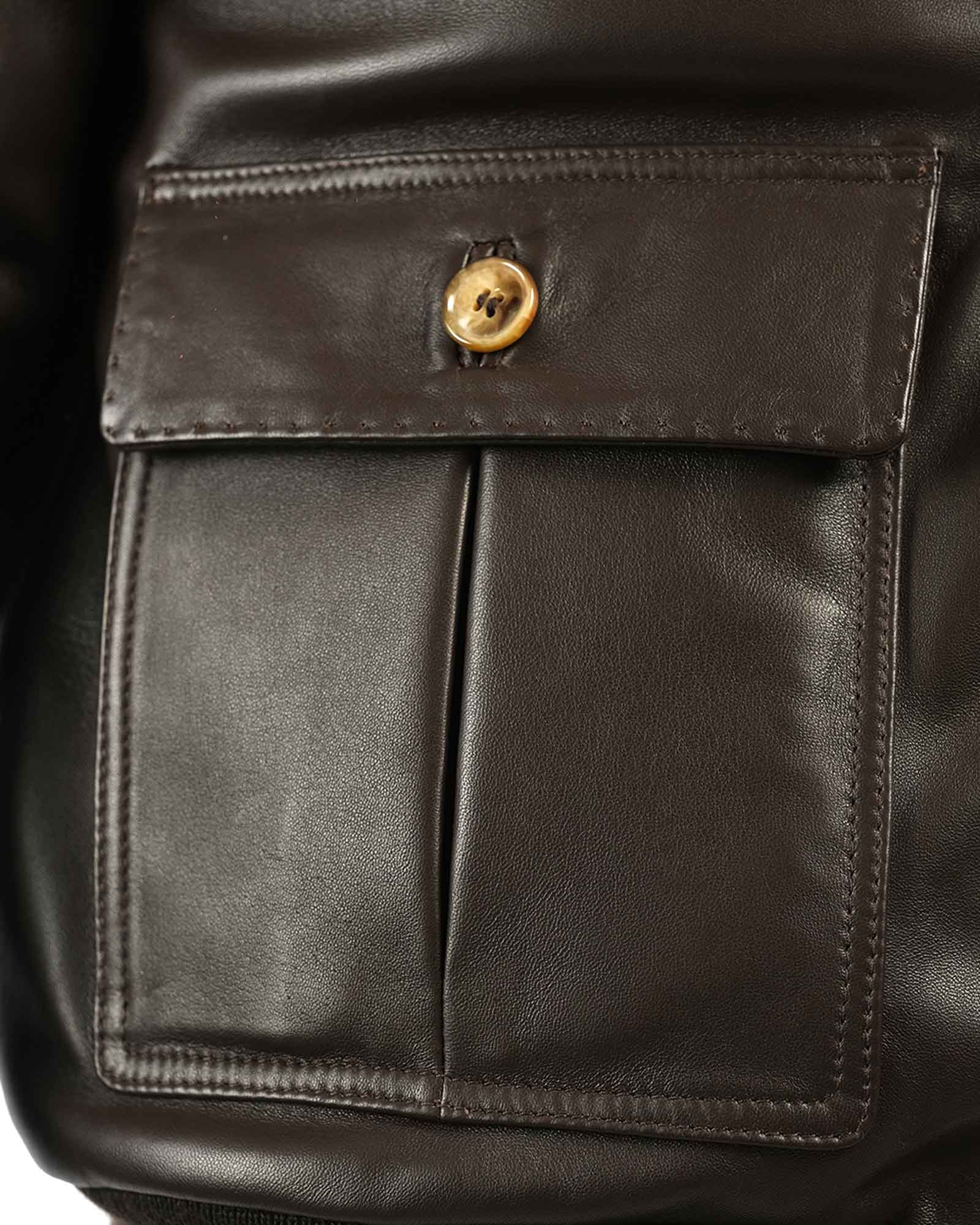 Bomber in soft dark brown nappa and cashmere 51274 -10101