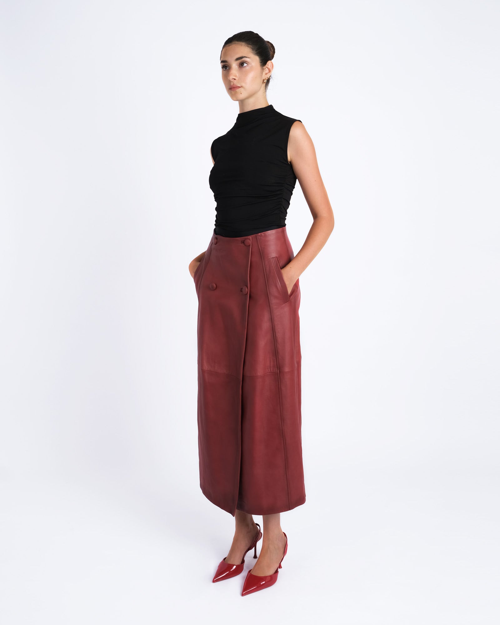 Nappa leather skirt