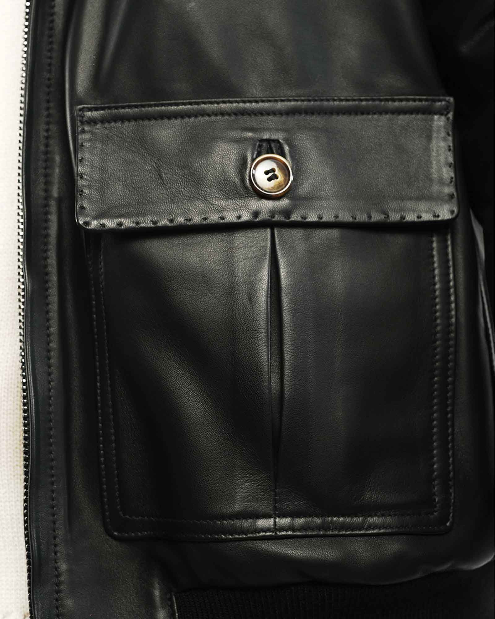 Bomber in soft black nappa and cashmere 51288 -10101