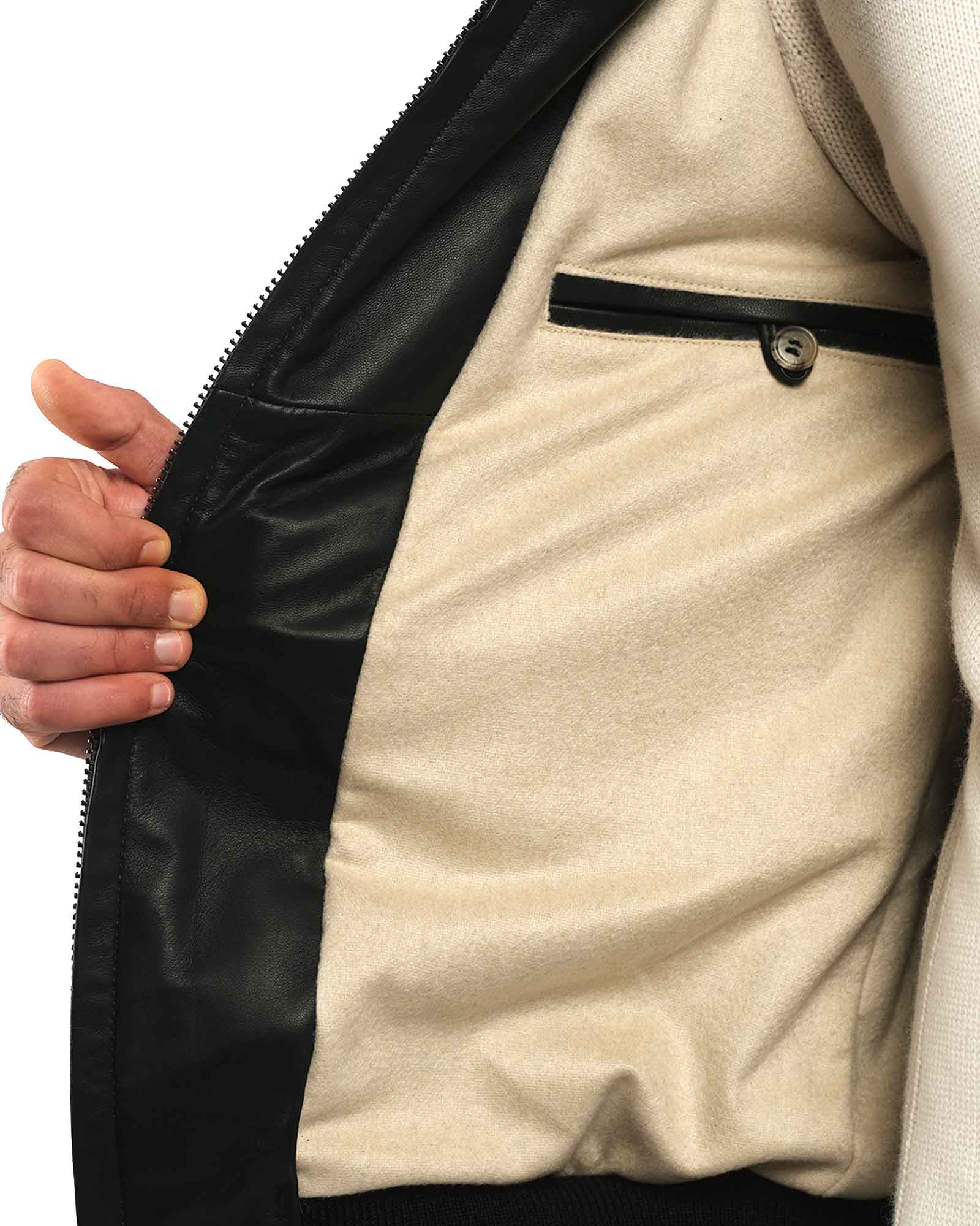 Bomber in soft dark brown nappa and cashmere 51288B -10101