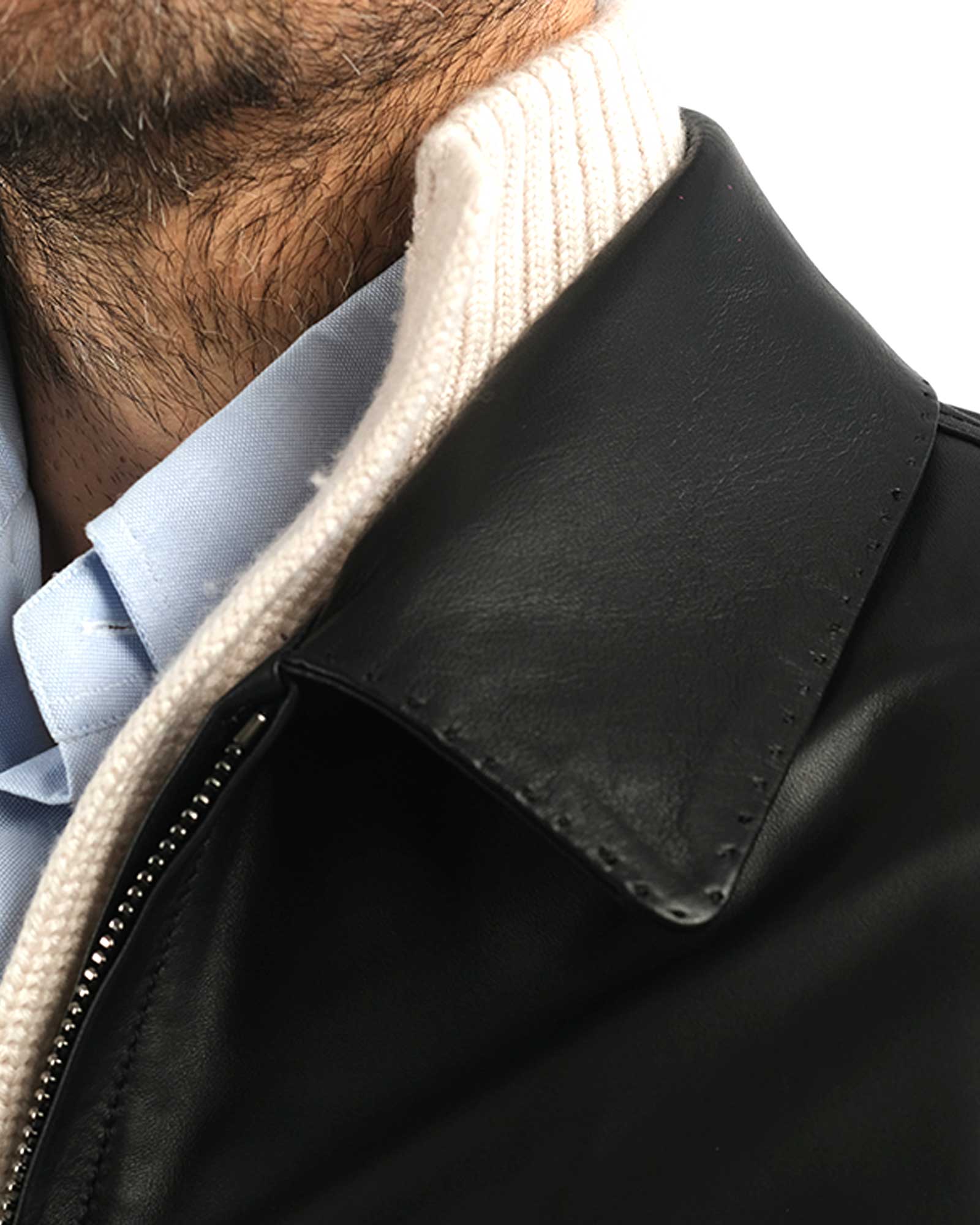 Bomber in soft black nappa and cashmere 51288 -10101