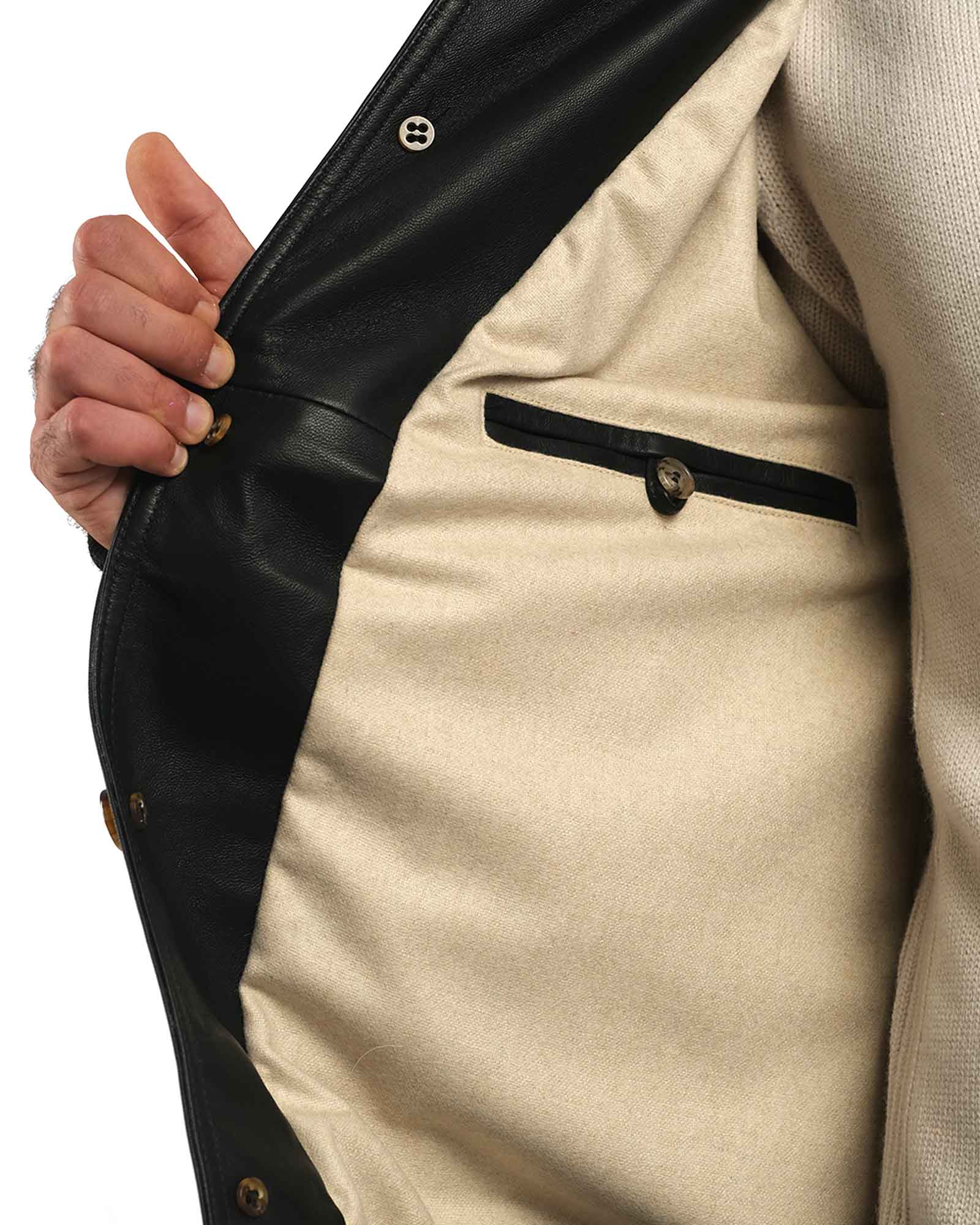 Bomber in soft dark brown nappa and cashmere 51274 -10101